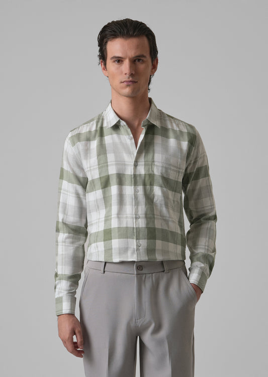 Melange Fern Green Check Shirt