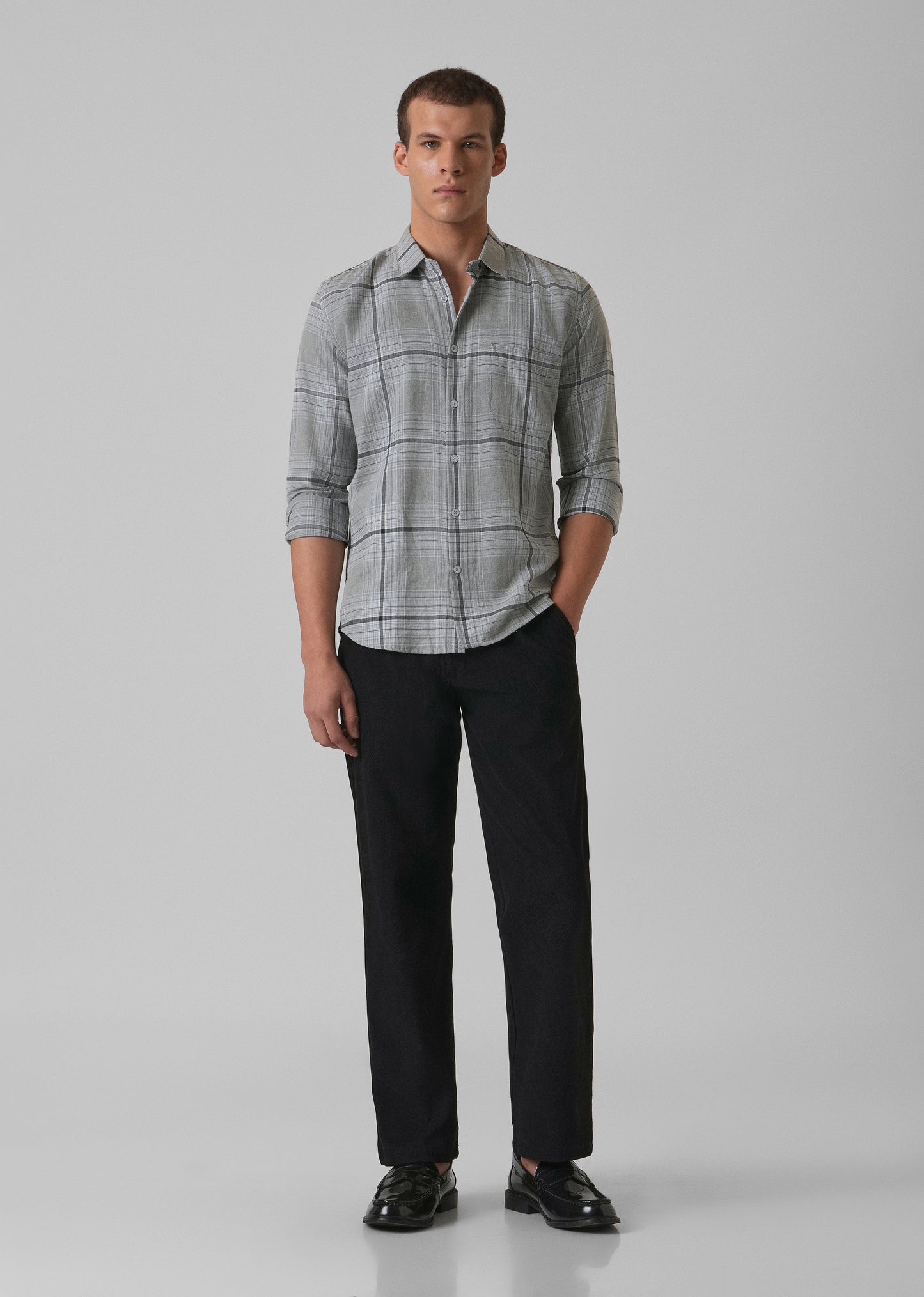 Melange Glacier Grey Check Shirt