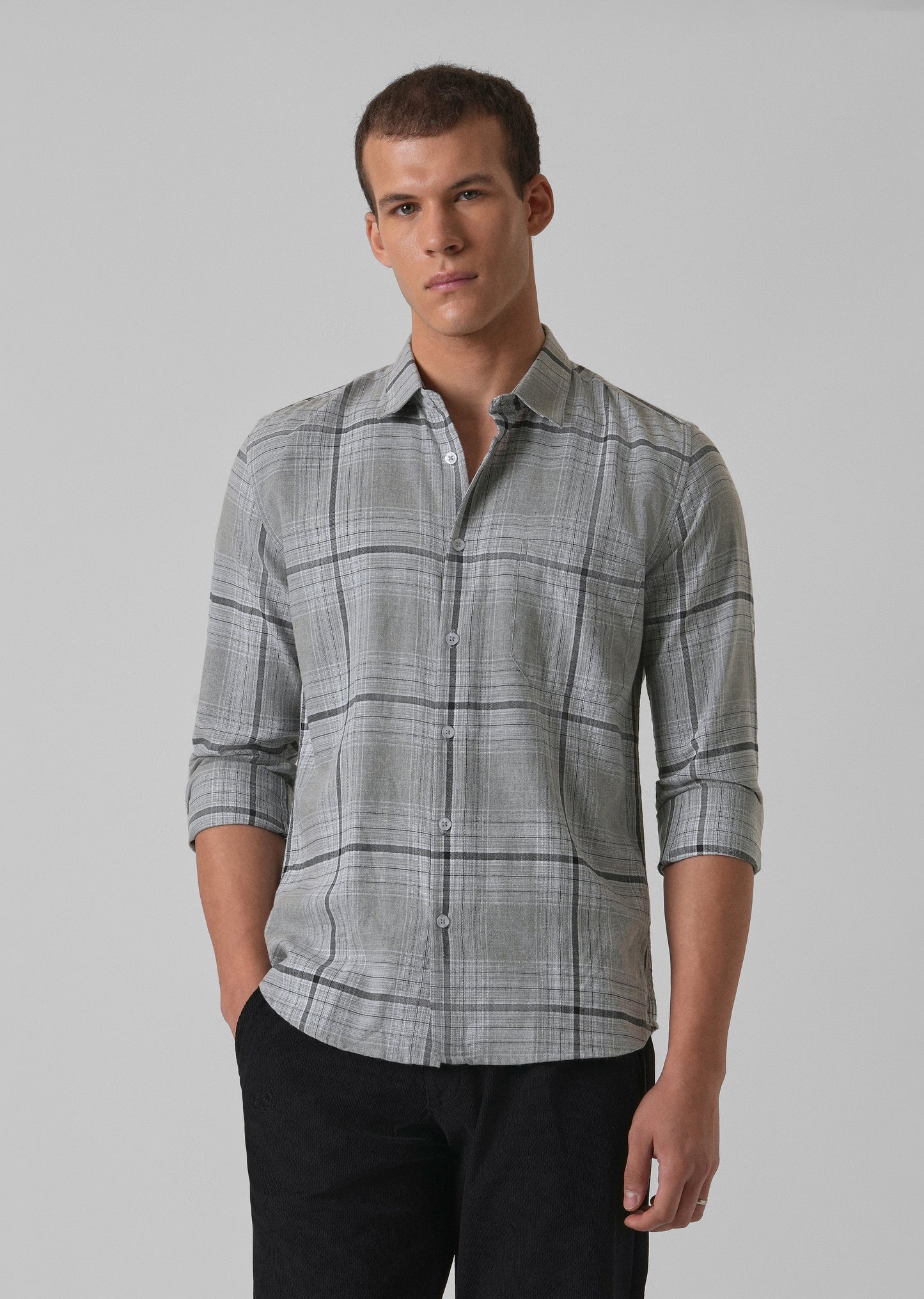 Melange Glacier Grey Check Shirt
