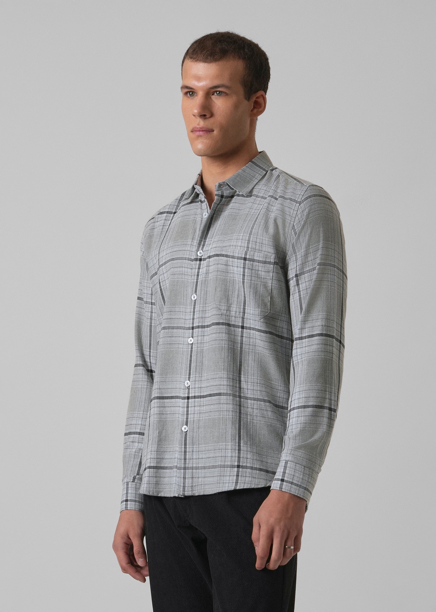 Melange Glacier Grey Check Shirt