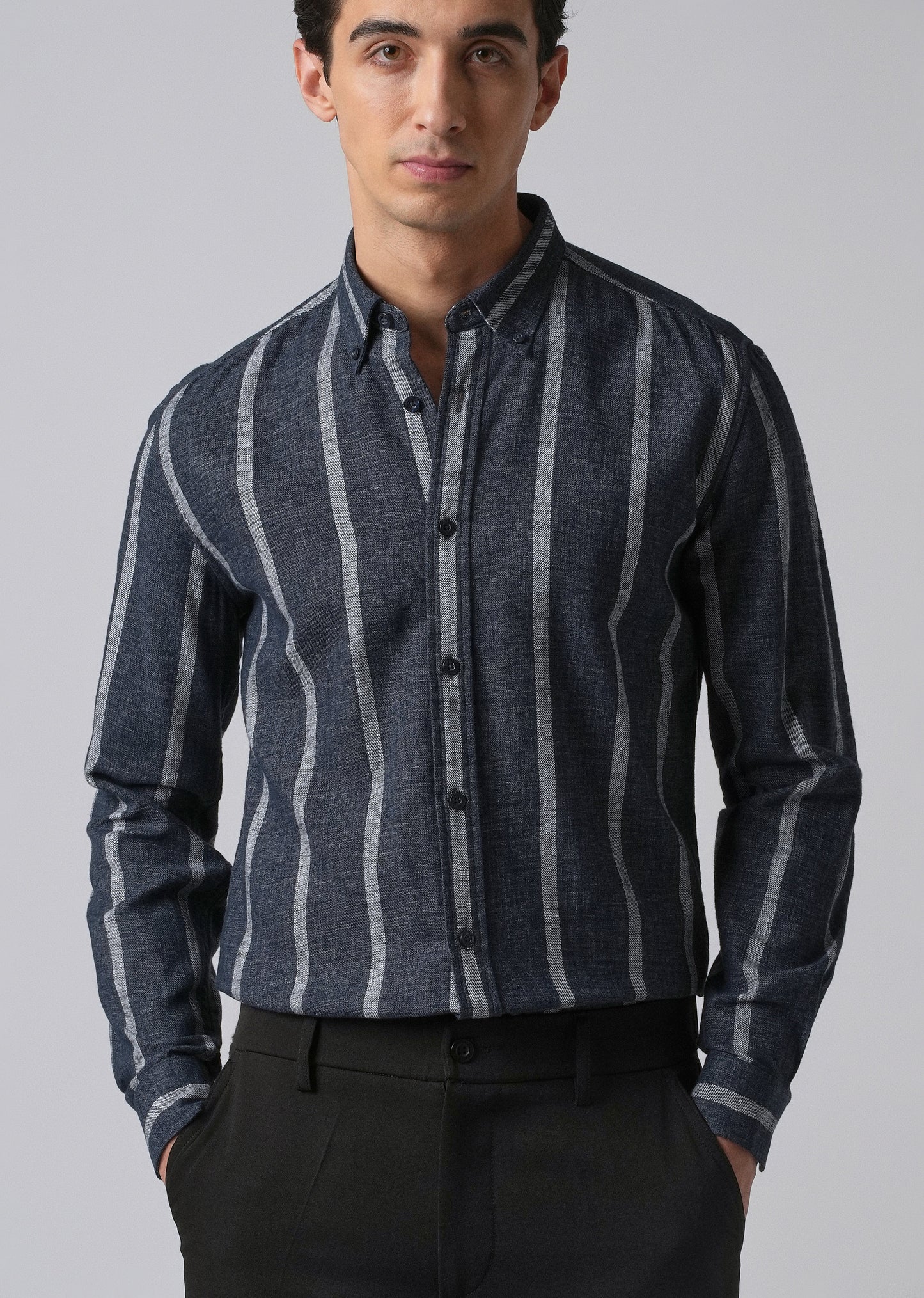 Melange Parallel Blue Stripe Shirt