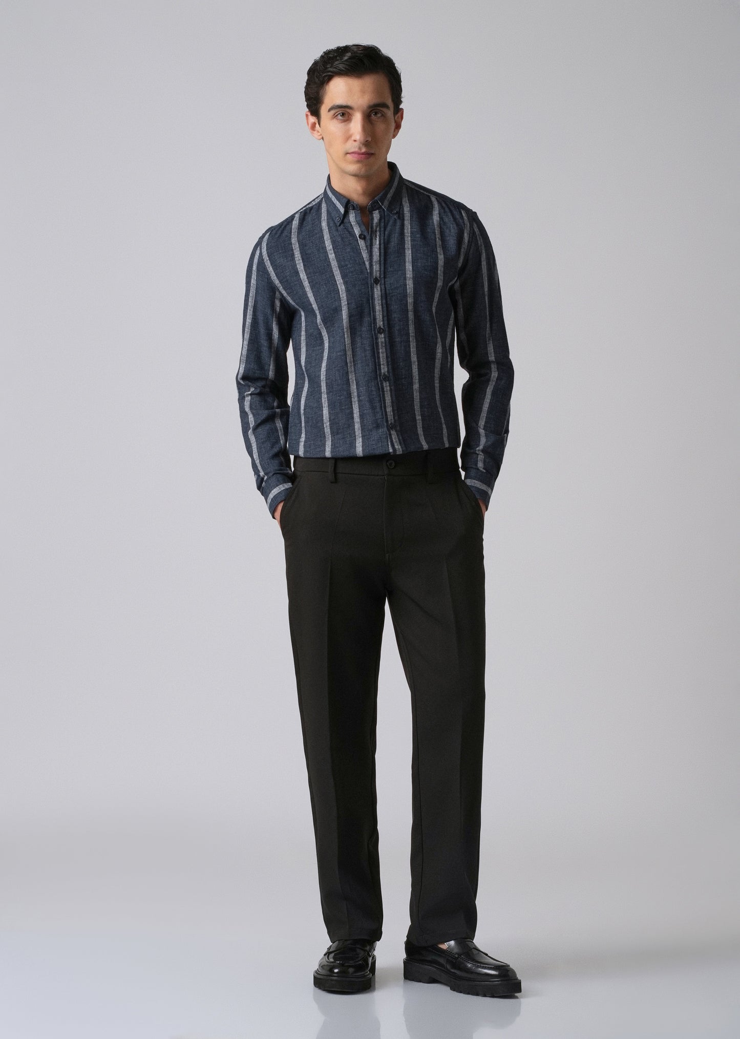 Melange Parallel Blue Stripe Shirt