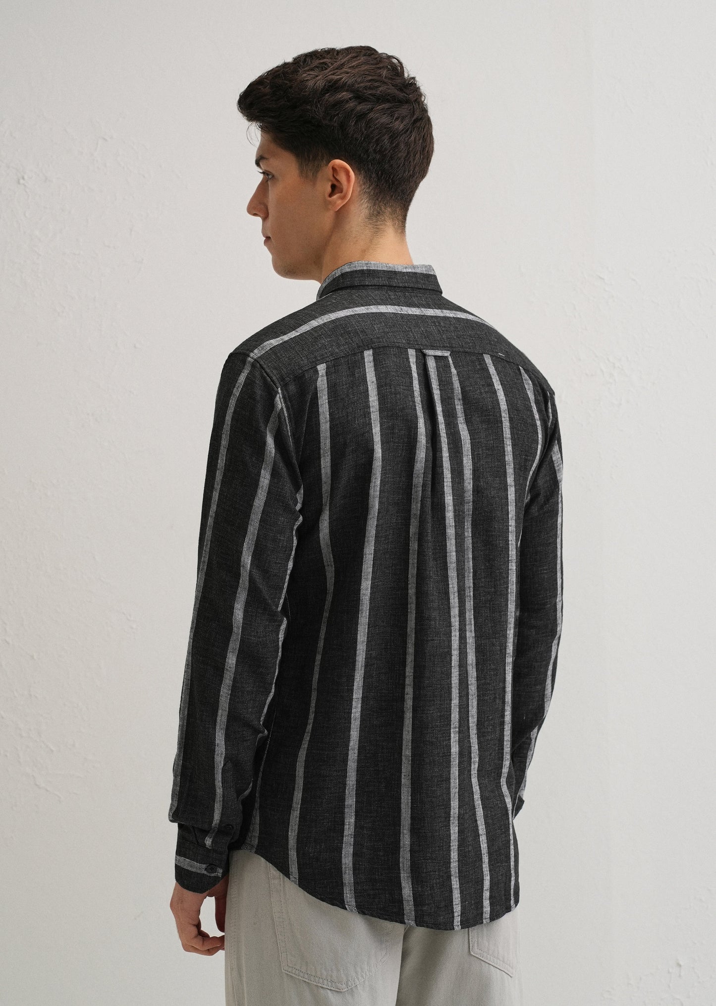 Melange Parallel Gray Stripe Shirt