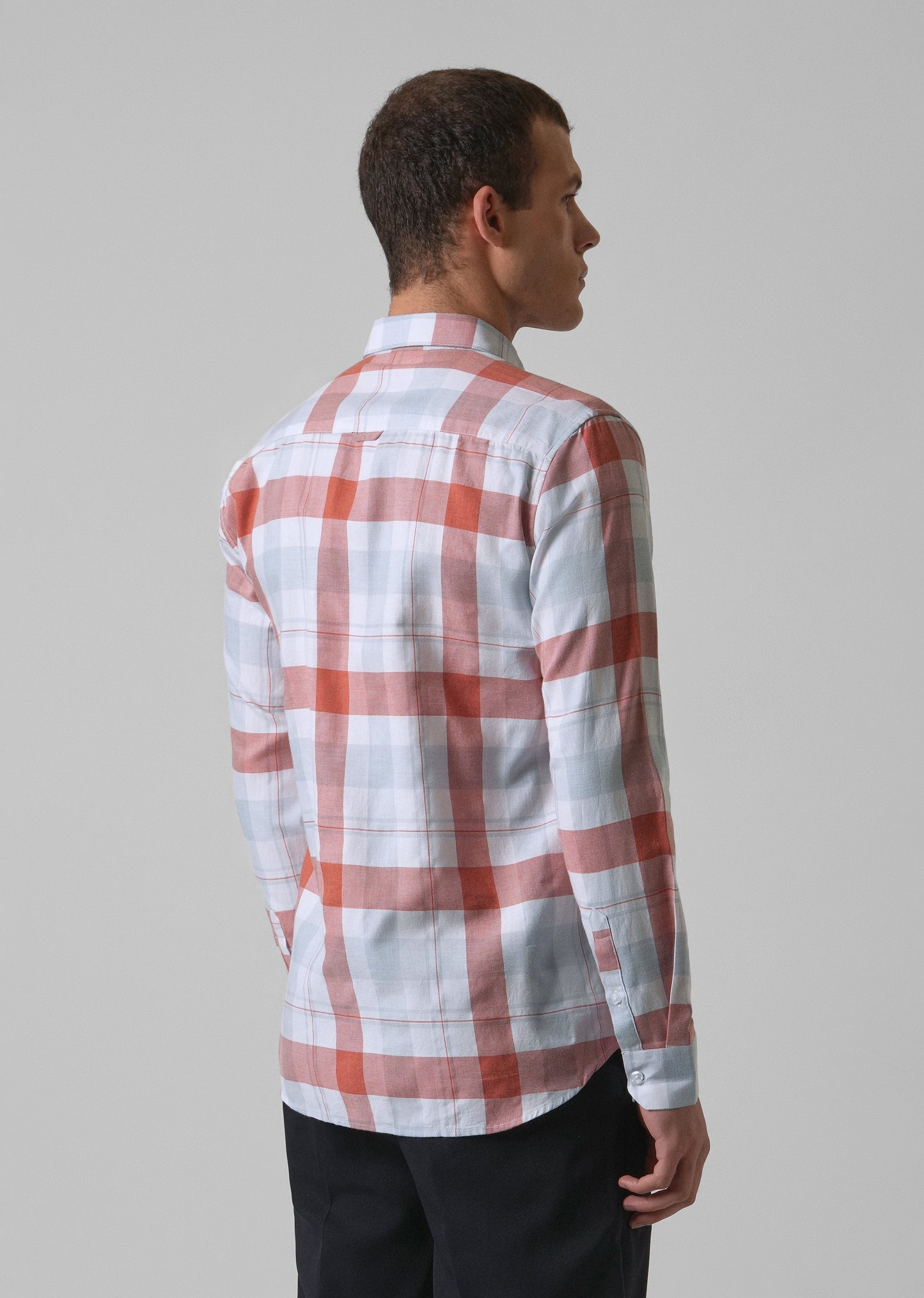 Melange Salmon Red Check Shirt