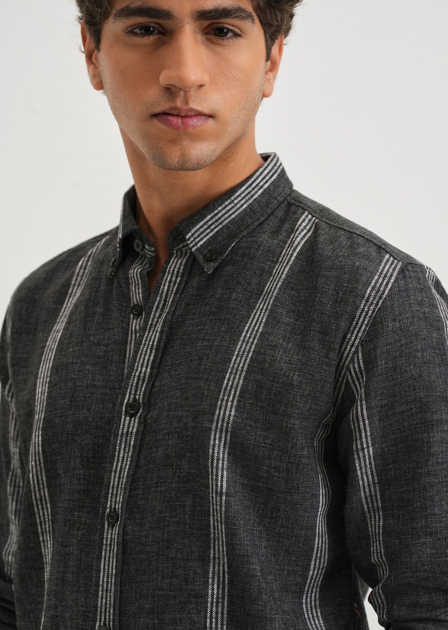 Melange Stick Black Stripe Shirt