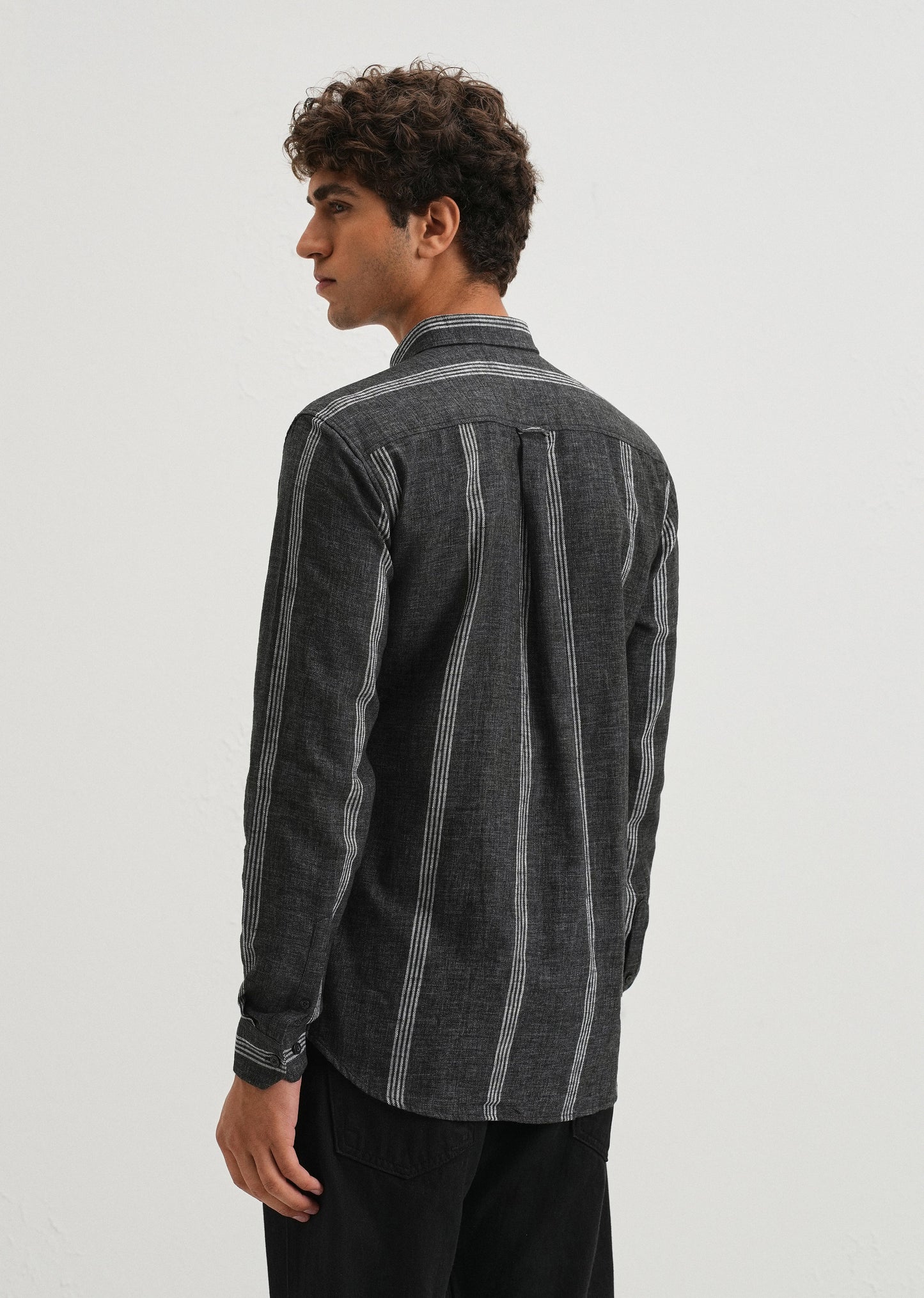 Melange Stick Black Stripe Shirt