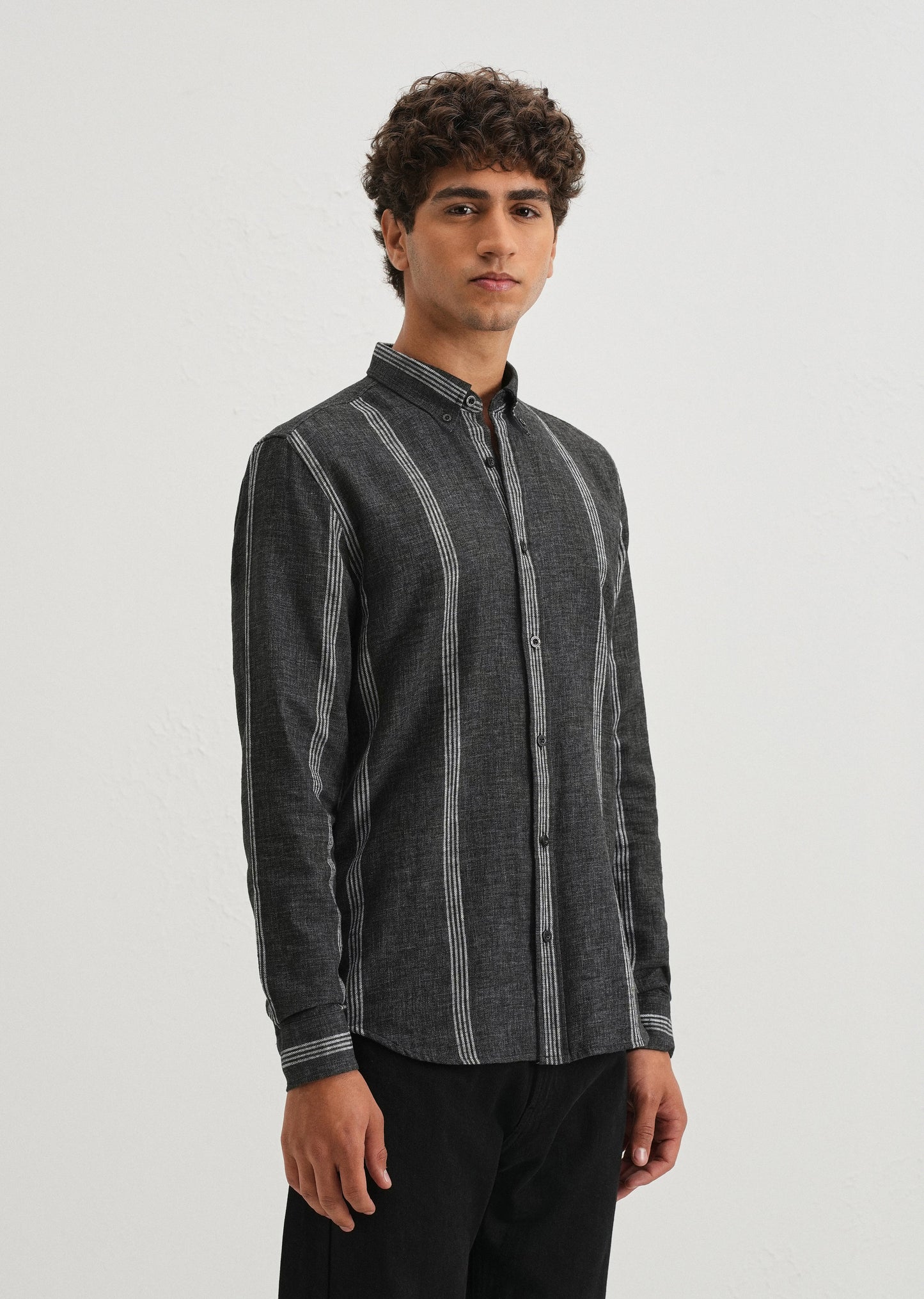 Melange Stick Black Stripe Shirt