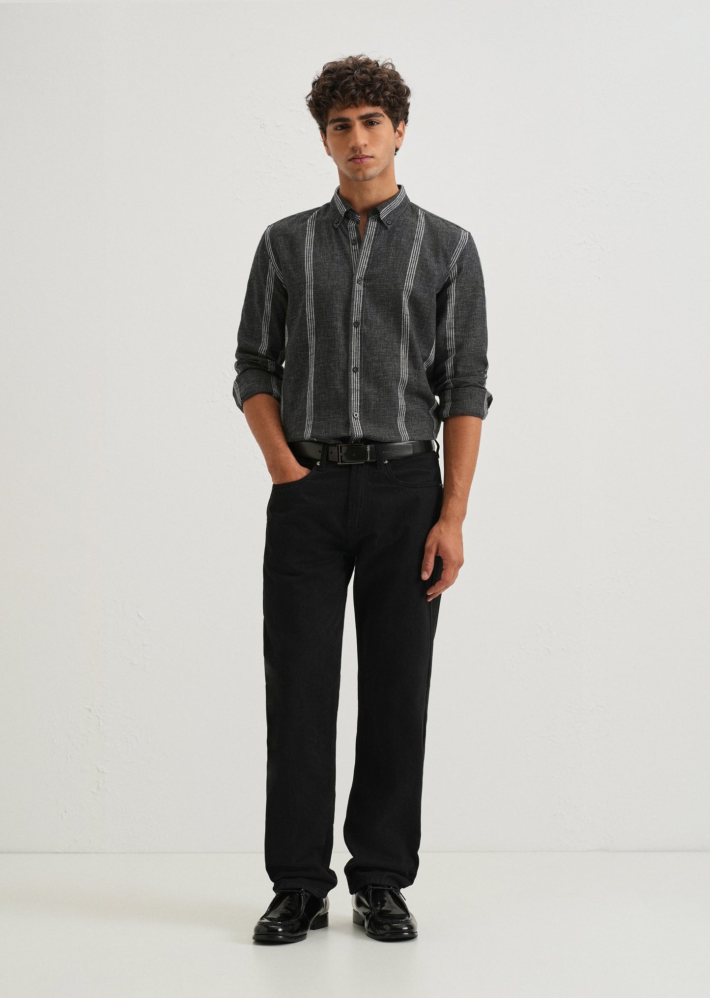 Melange Stick Black Stripe Shirt