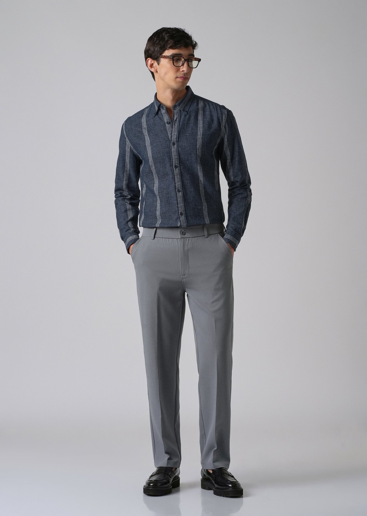 Melange Stick Blue Stripe Shirt