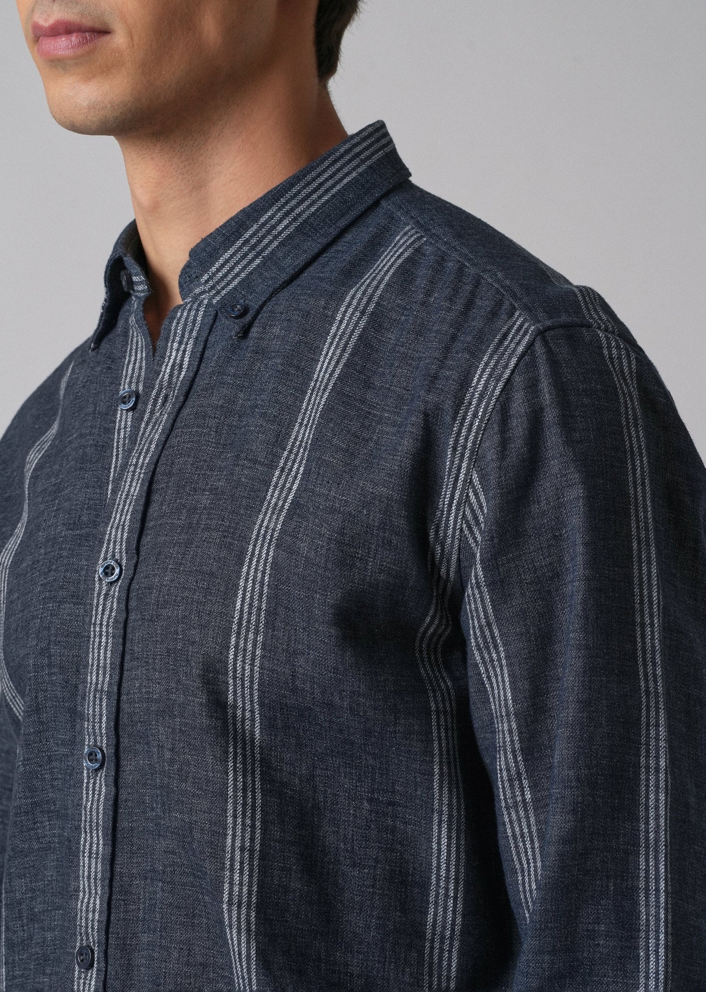 Melange Stick Blue Stripe Shirt