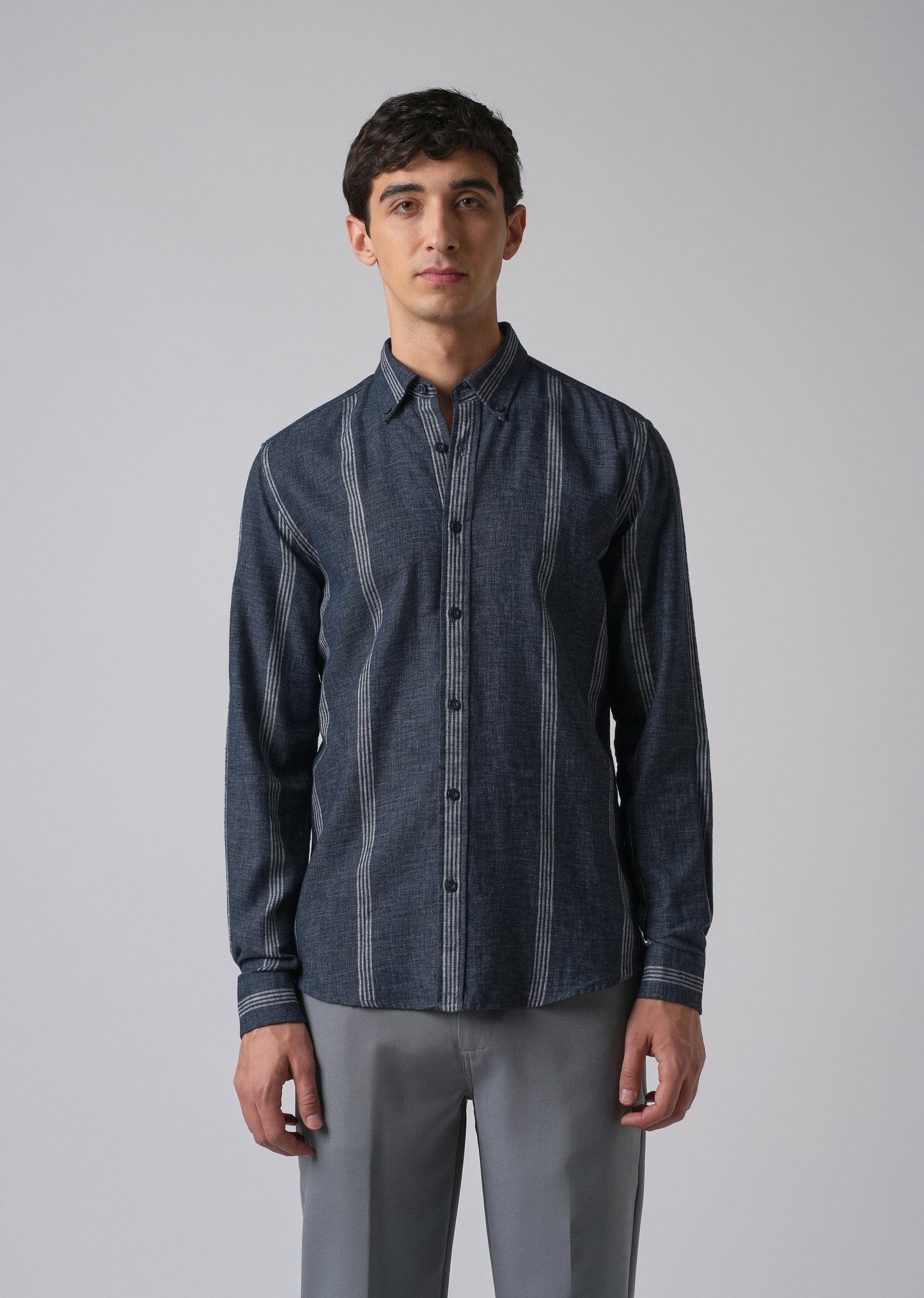 Melange Stick Blue Stripe Shirt