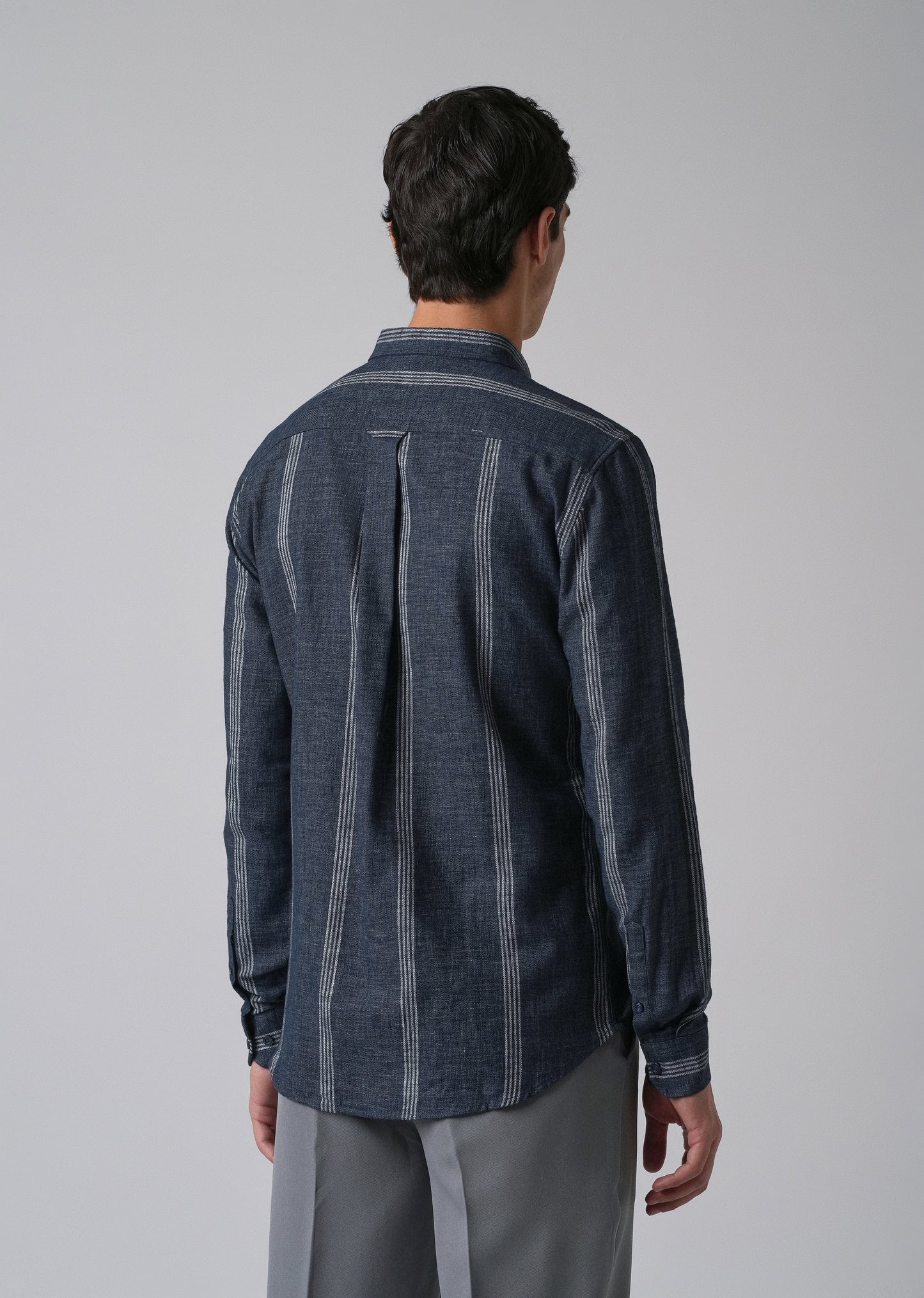 Melange Stick Blue Stripe Shirt