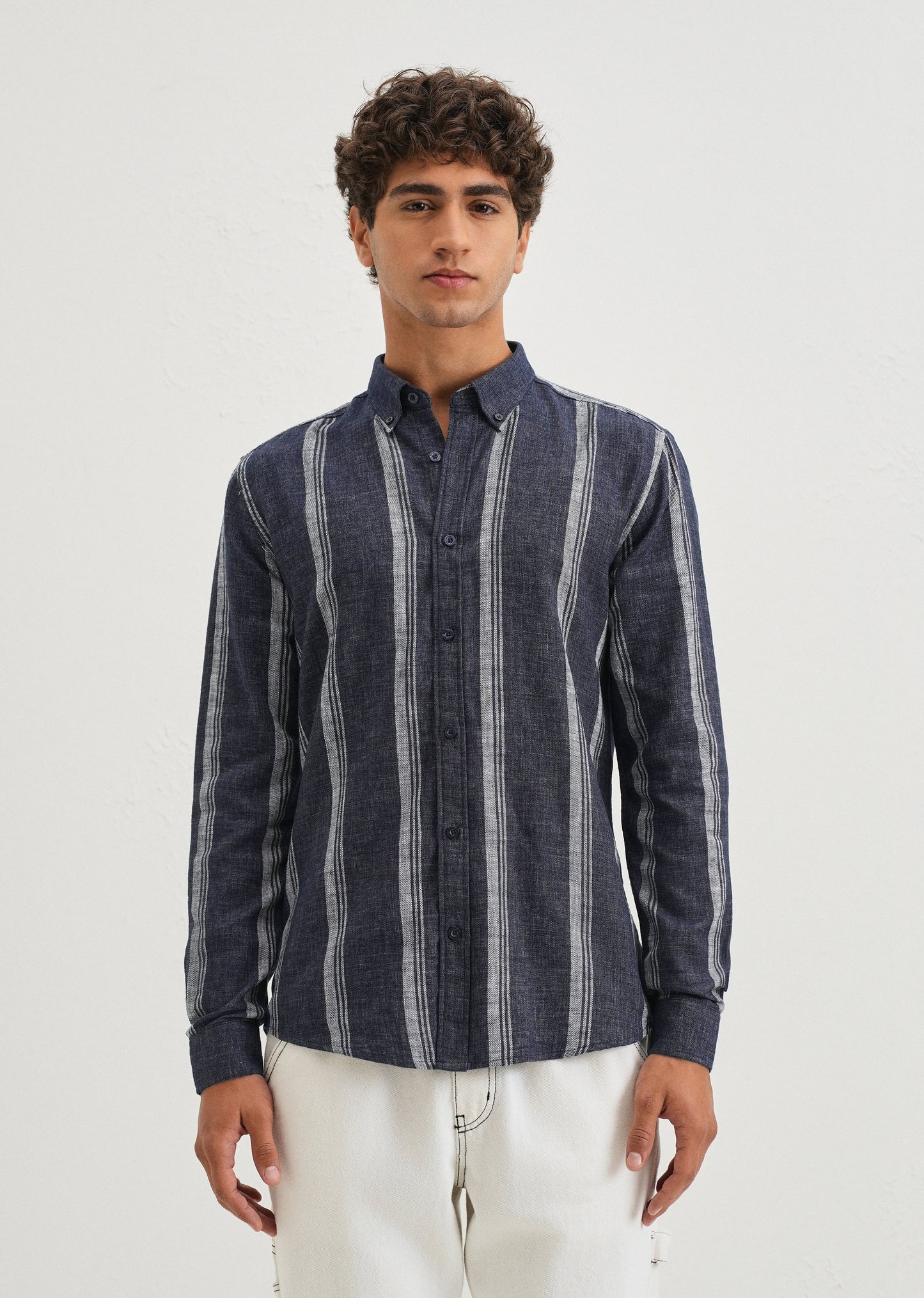 Melange Triadic Blue Stripe Shirt