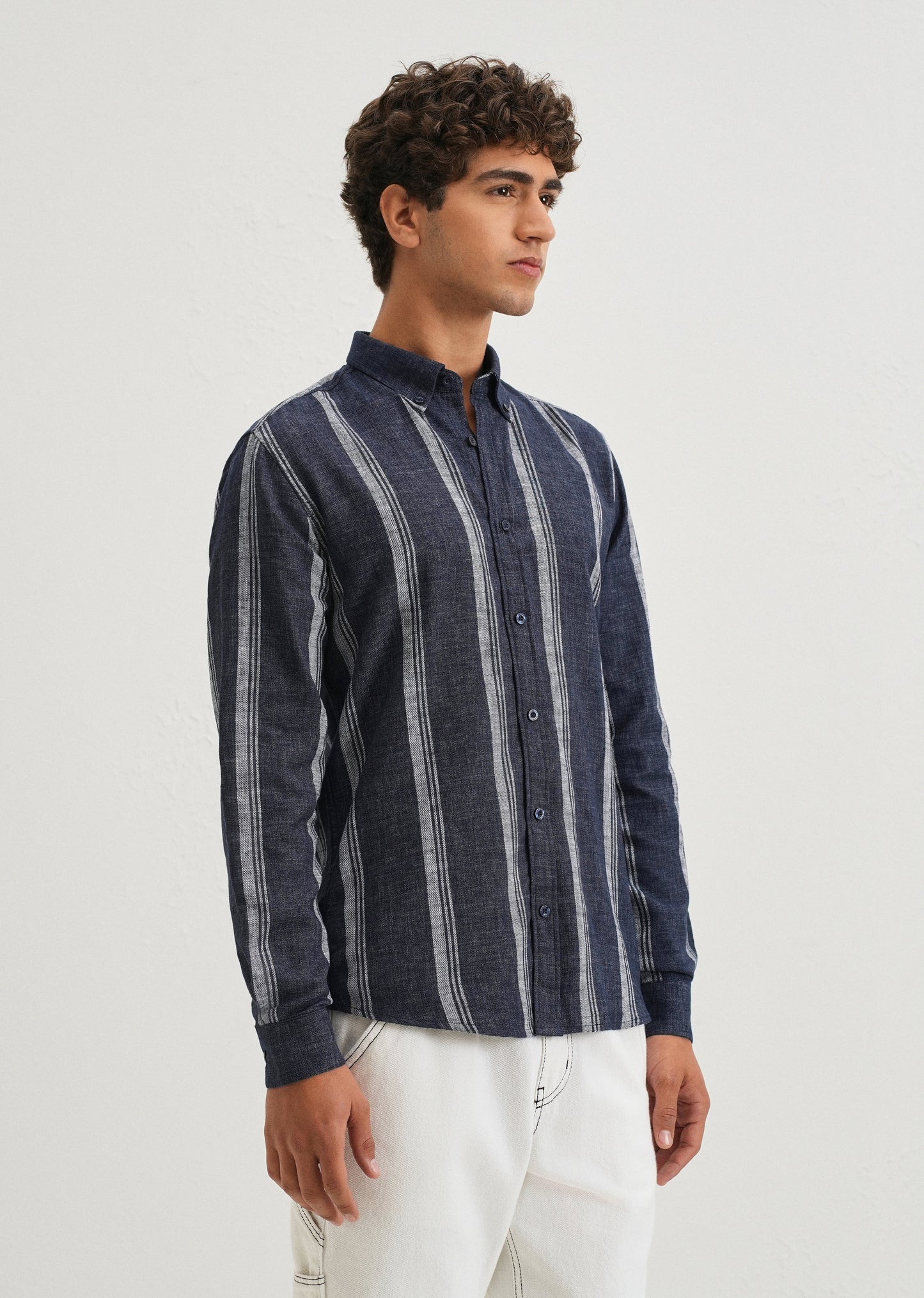 Melange Triadic Blue Stripe Shirt