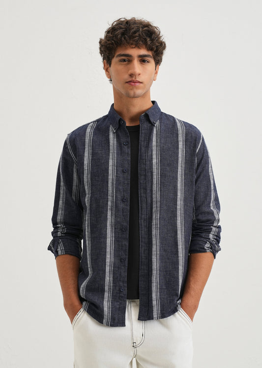 Melange Triadic Blue Stripe Shirt