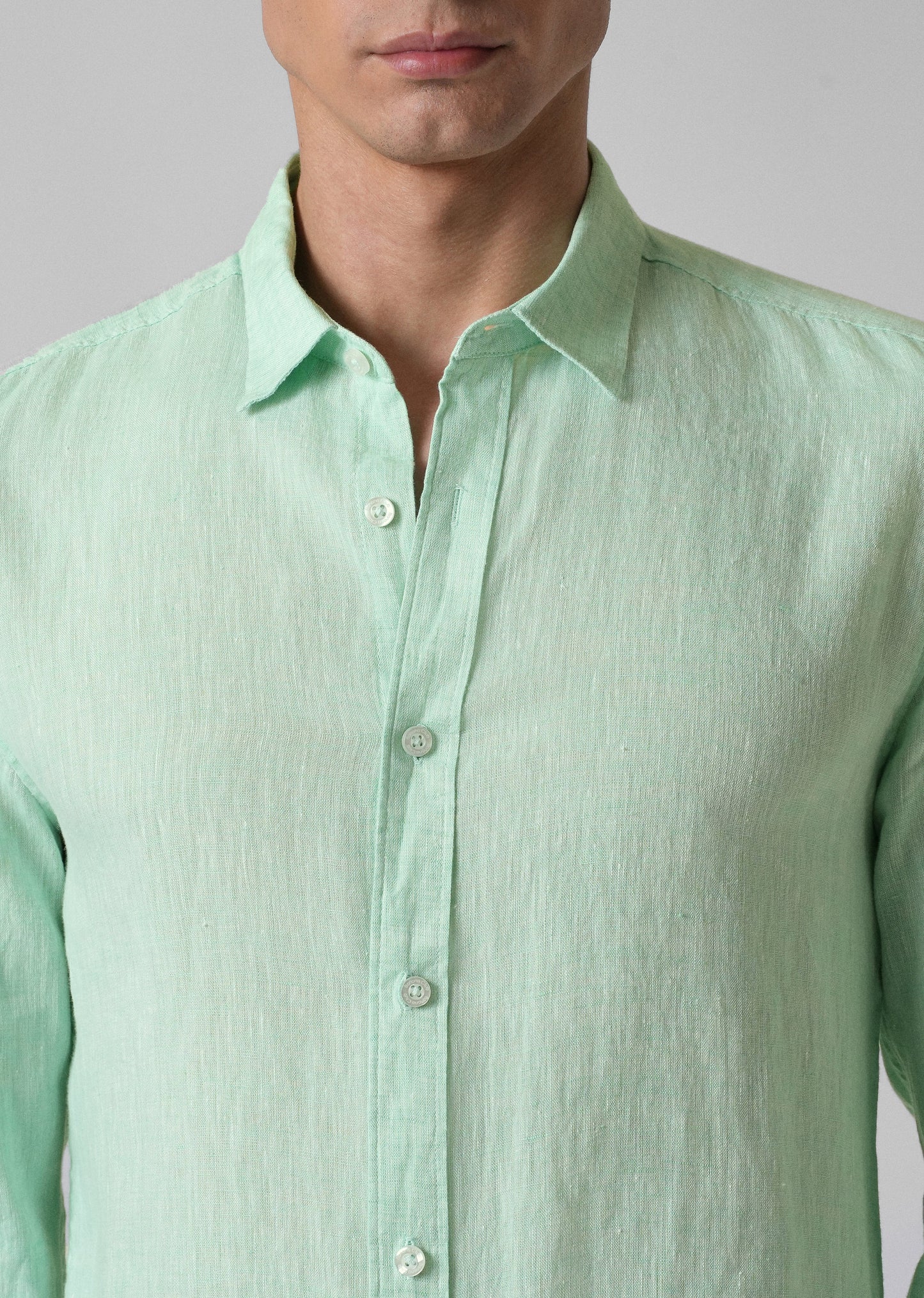 100% Pure Irish Mint Green Linen Shirt
