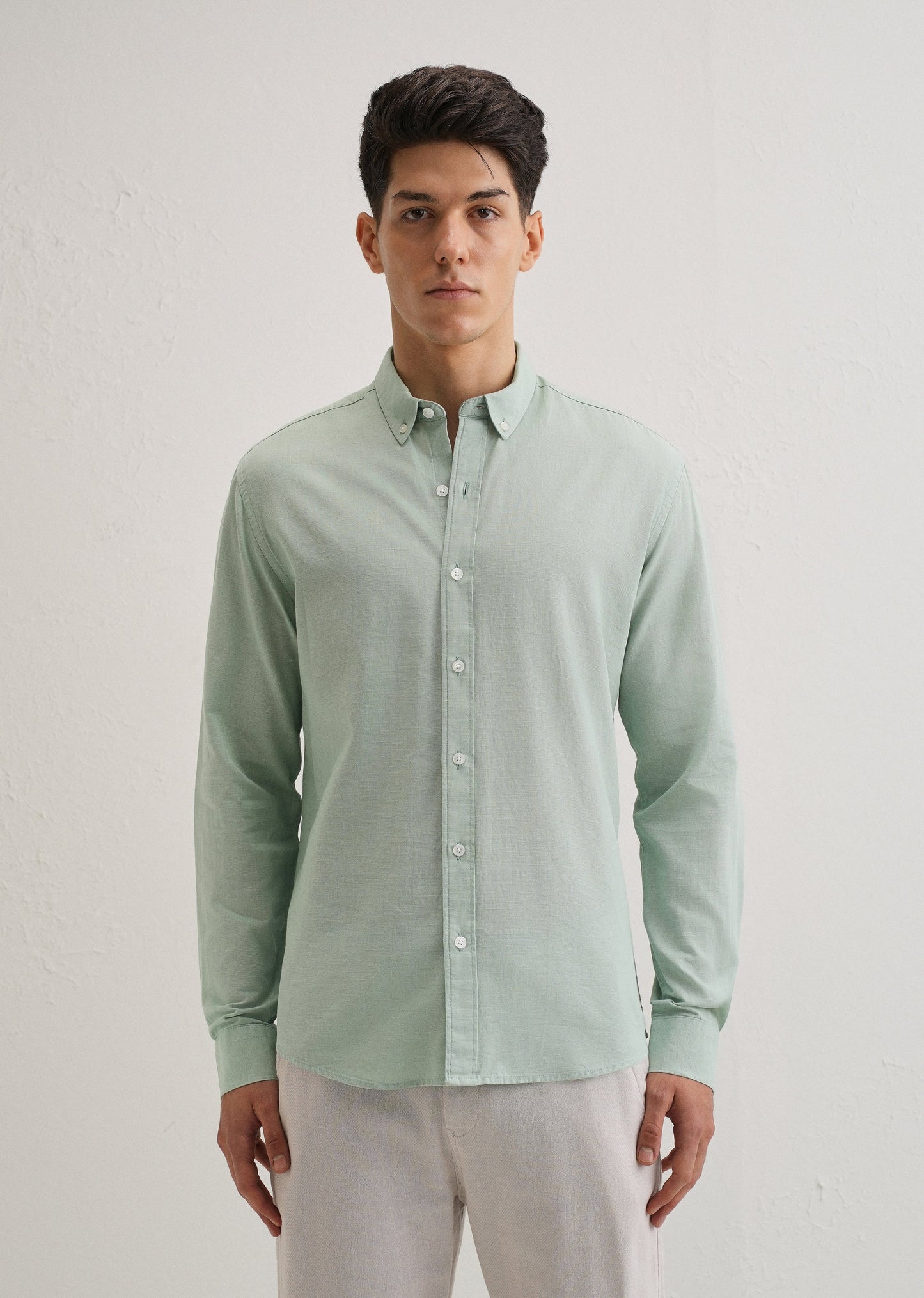 Mint Leaf Cotton Linen Shirt