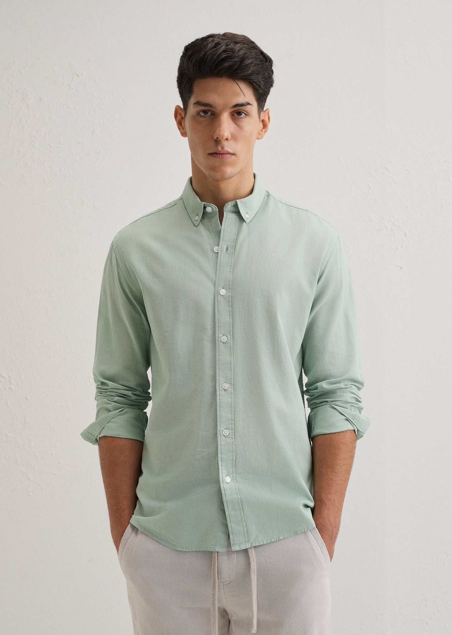 Mint Leaf Cotton Linen Shirt