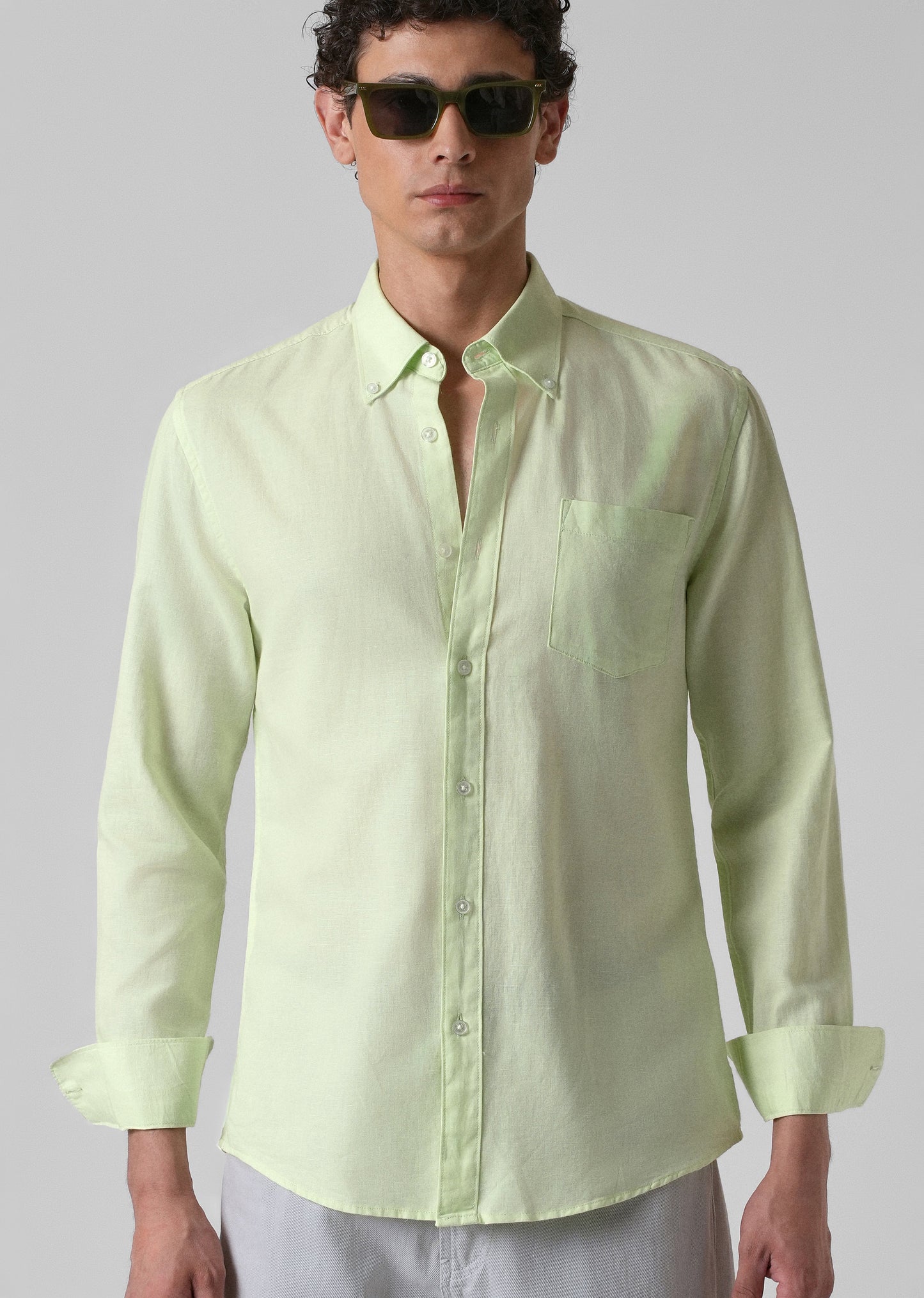 Mint Pastel Green Cotton Linen Shirt