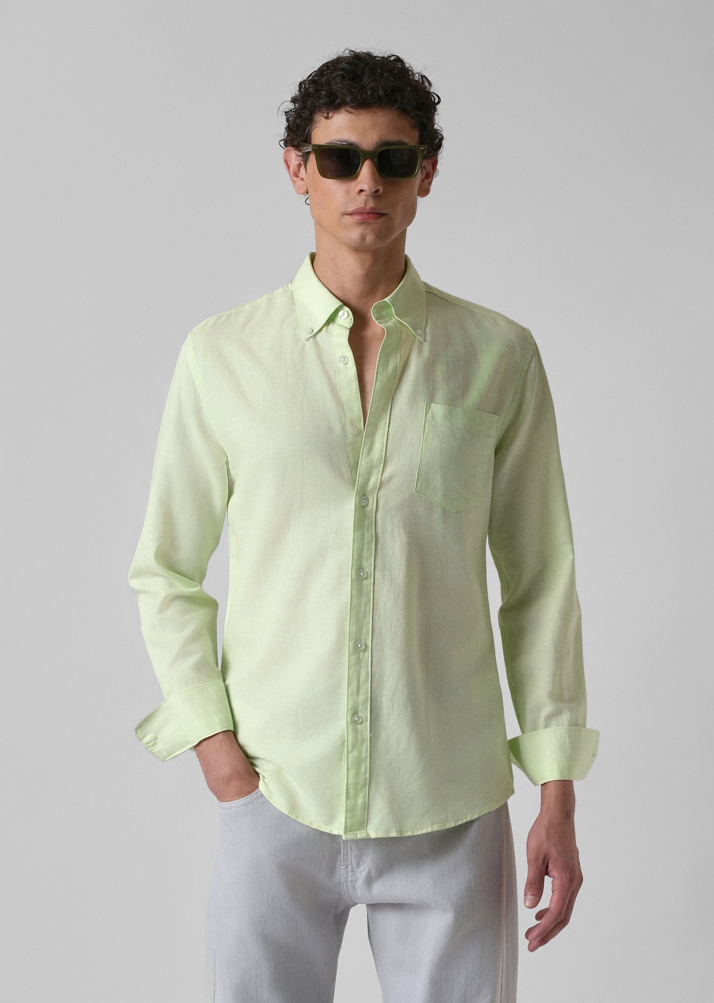 Mint Pastel Green Cotton Linen Shirt