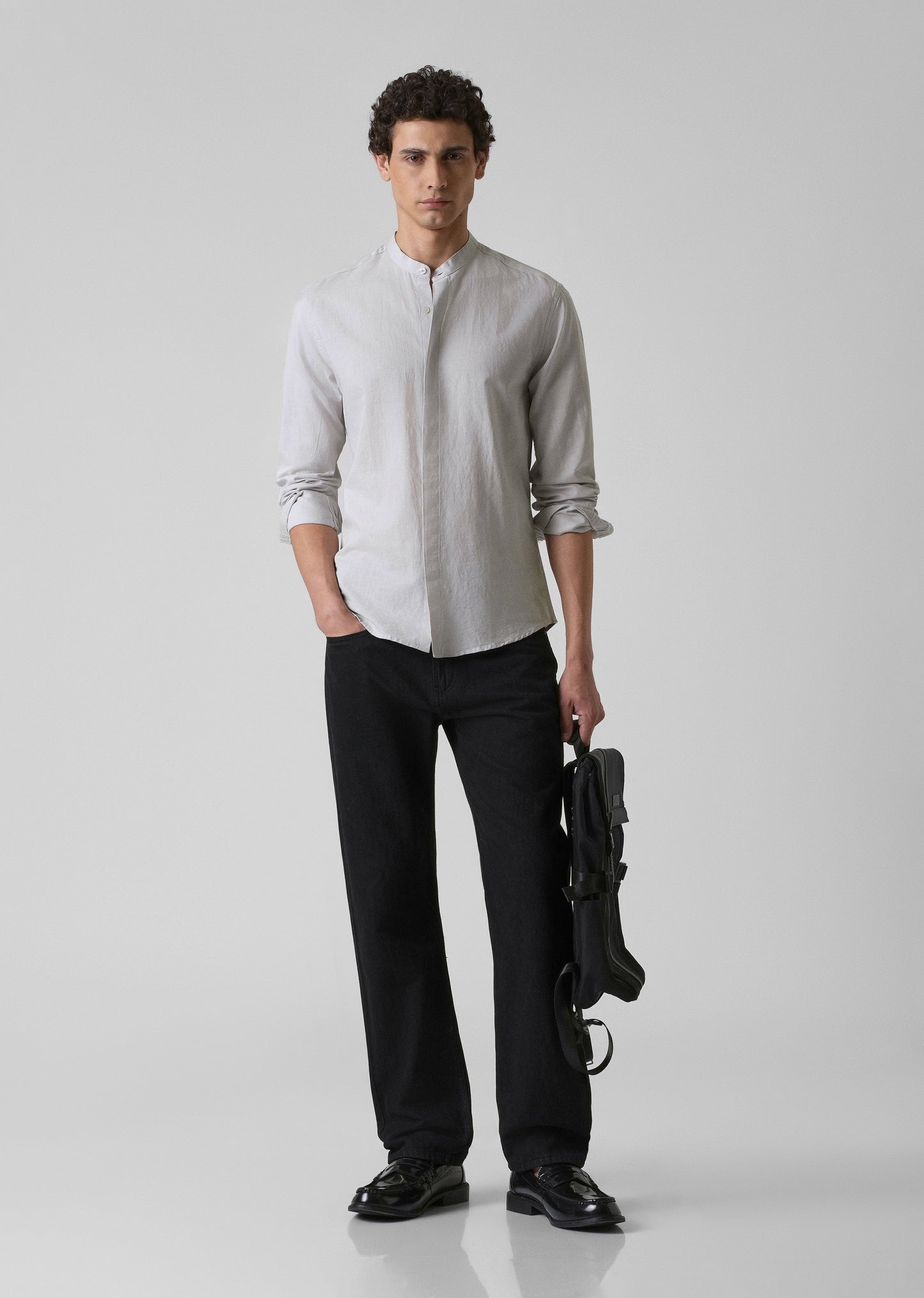 Mist Grey Cotton Linen Shirt