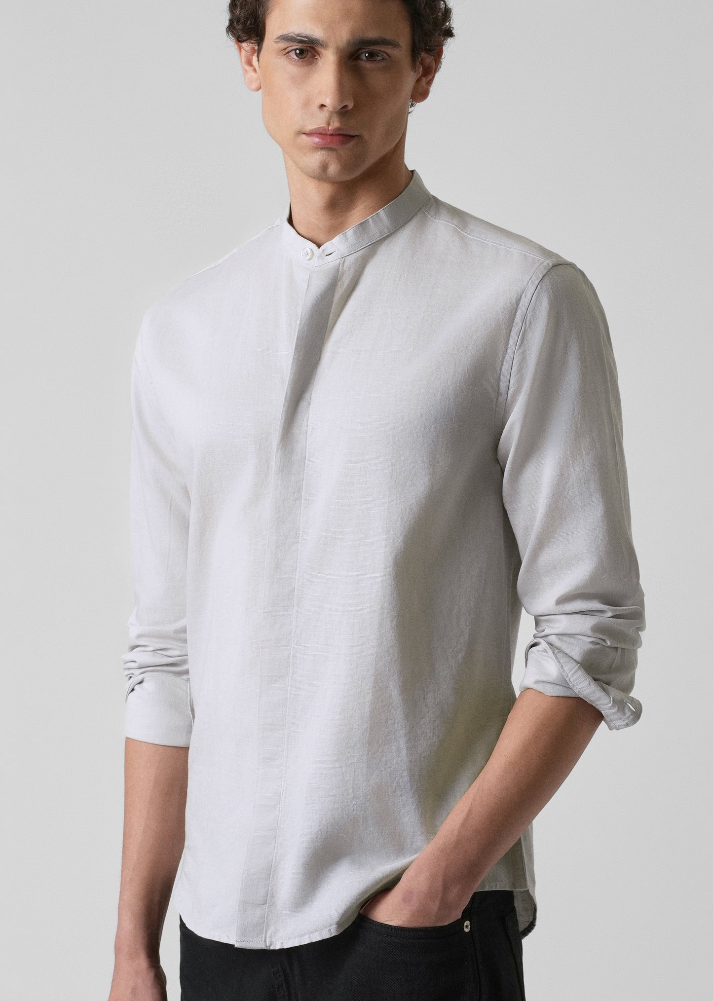 Mist Grey Cotton Linen Shirt