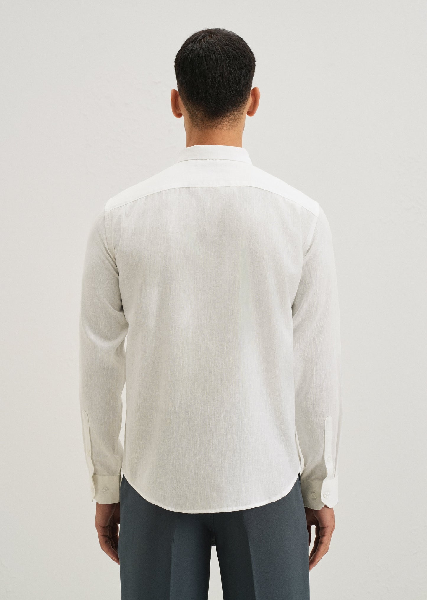 Misty White Blended Linen shirt