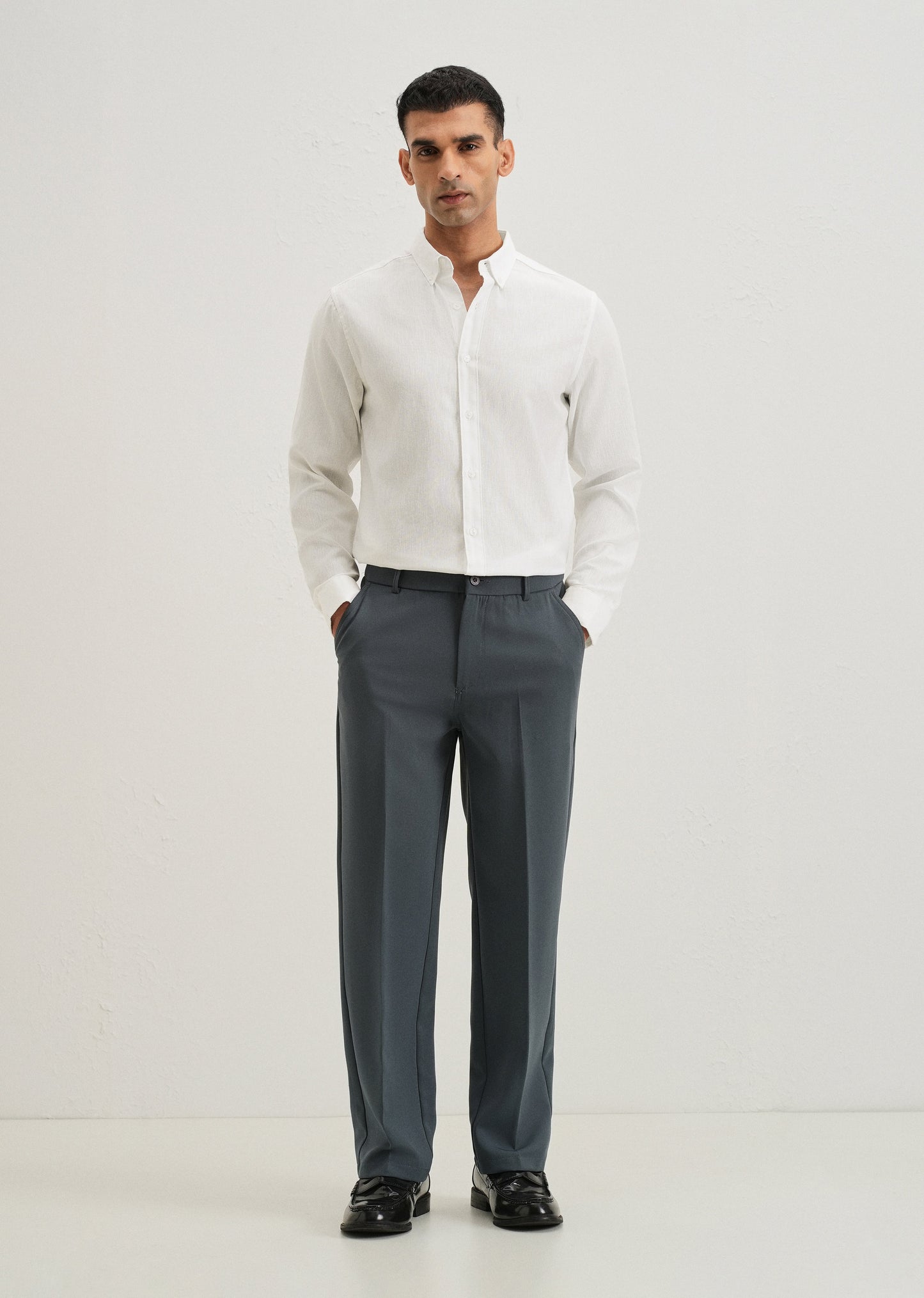 Misty White Blended Linen shirt