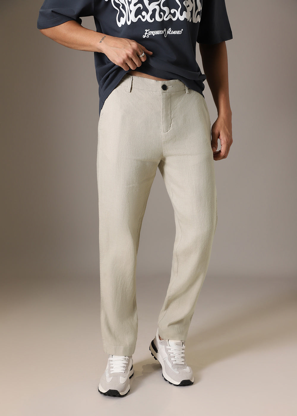 Mocha Beige Linen Pant