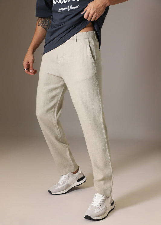 Mocha Beige Linen Pant