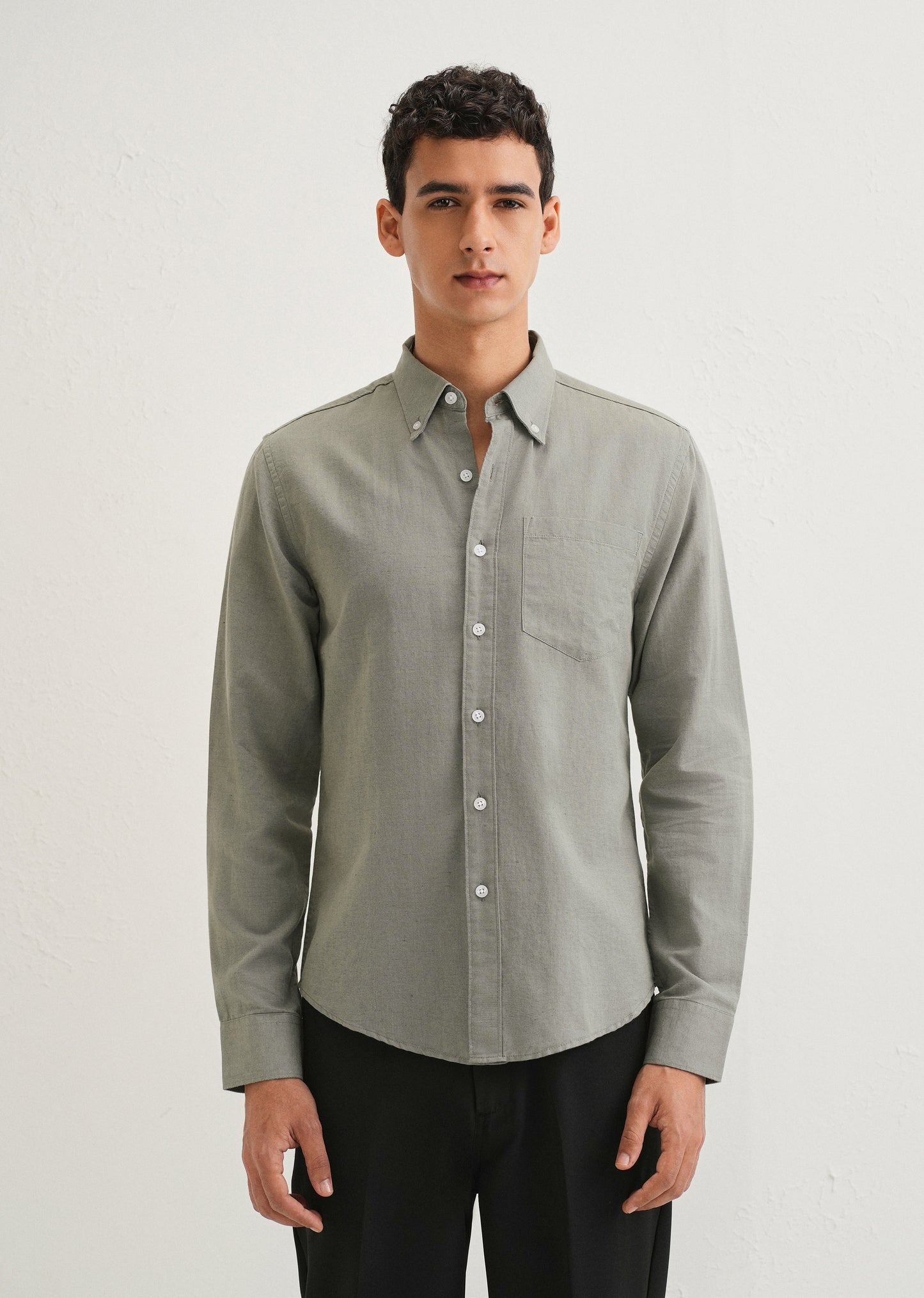 Moss Green Cotton Linen Shirt