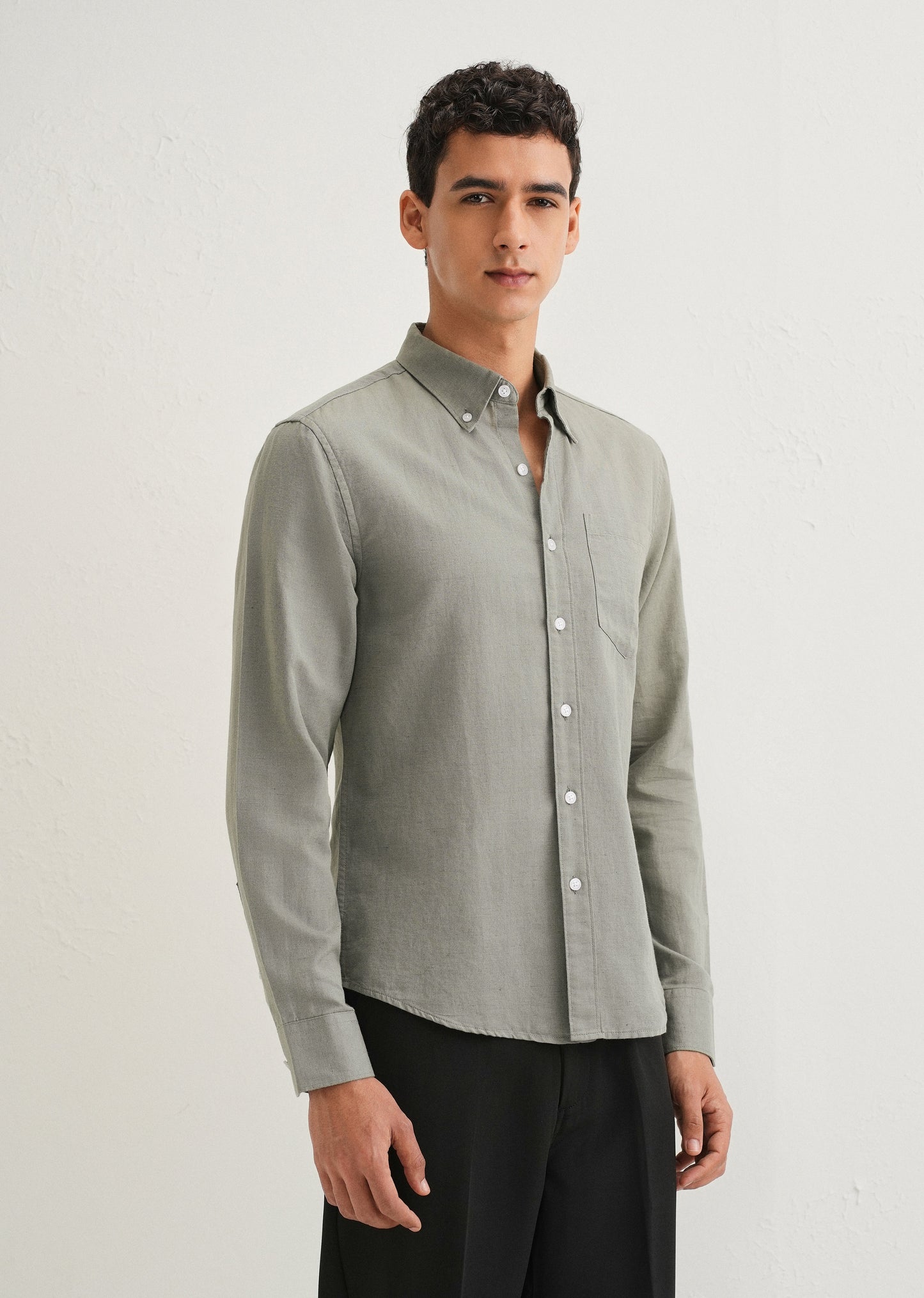 Moss Green Cotton Linen Shirt