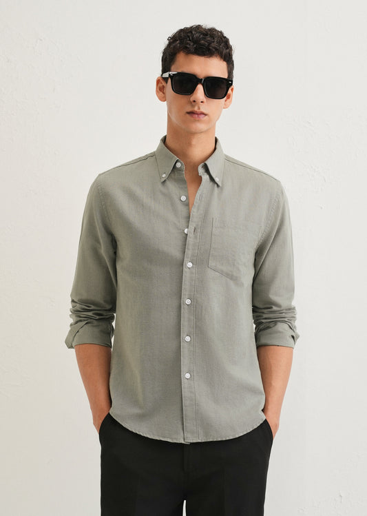 Moss Green Cotton Linen Shirt