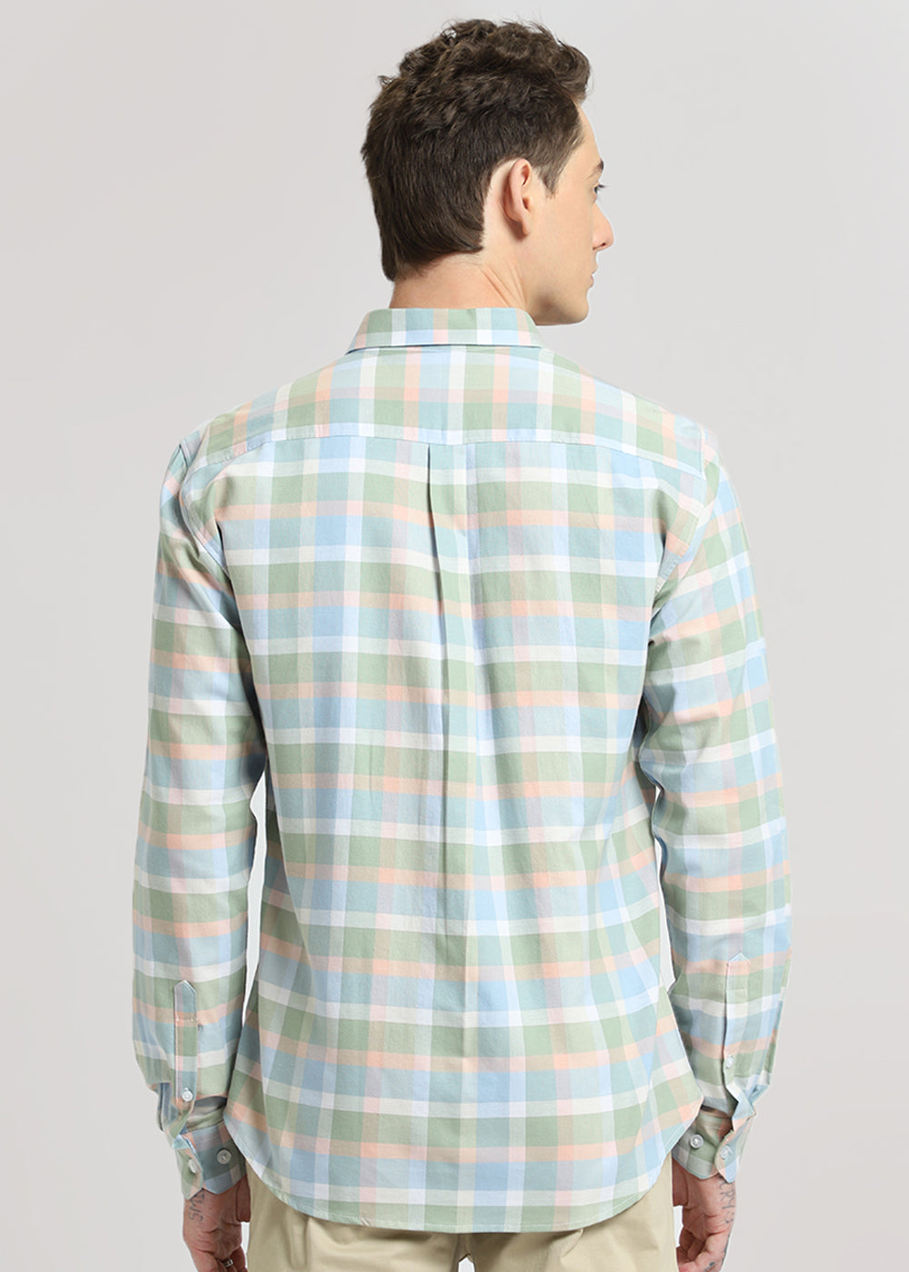 Multicolour Green Oxford Cotton Check Shirt