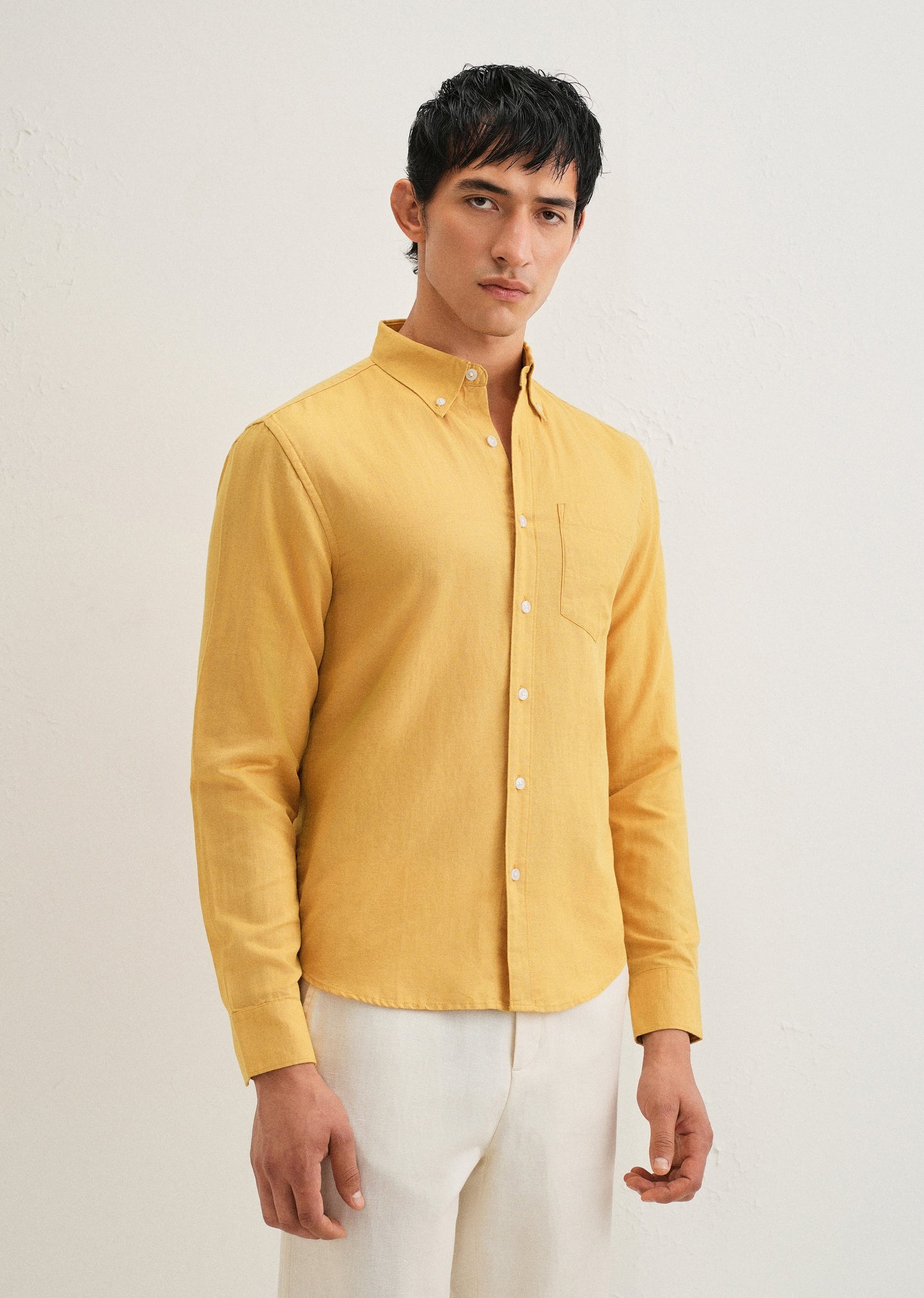 Mustard Yellow Cotton Linen Shirt