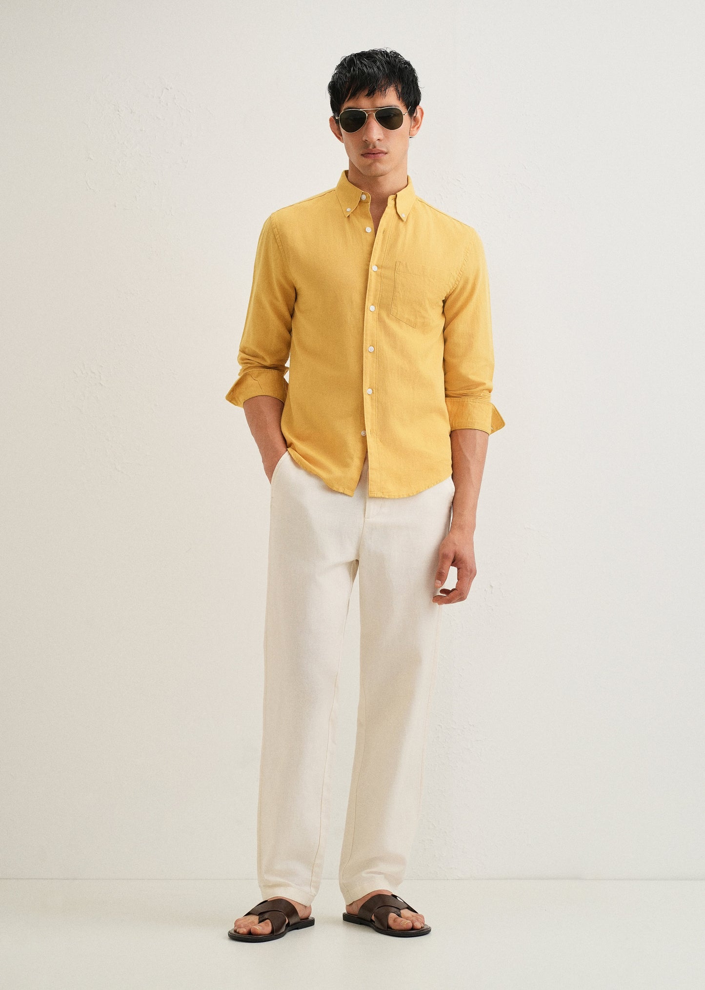 Mustard Yellow Cotton Linen Shirt