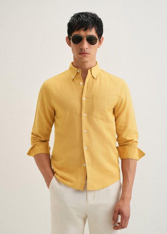 Mustard Yellow Cotton Linen Shirt