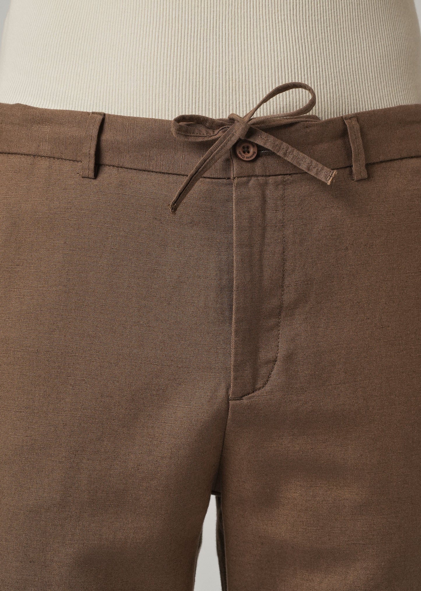 Brown Linen Relaxed Fit Trouser