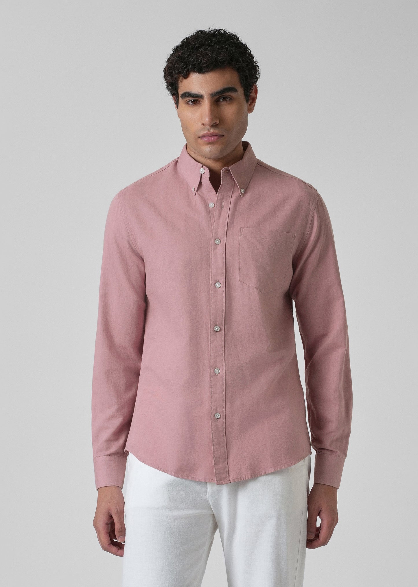 Nude Pink Cotton Linen Shirt