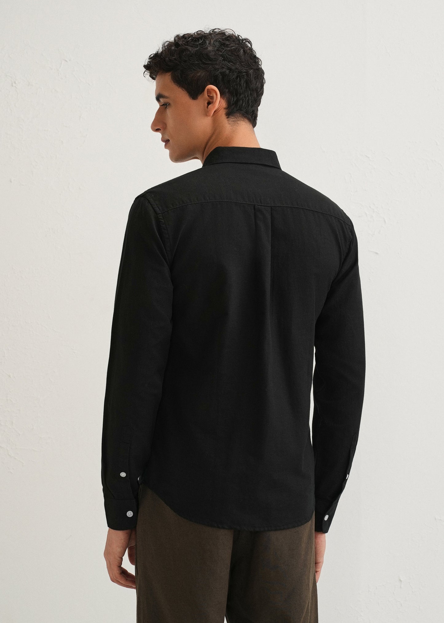 Obsidian Black Cotton Linen Shirt