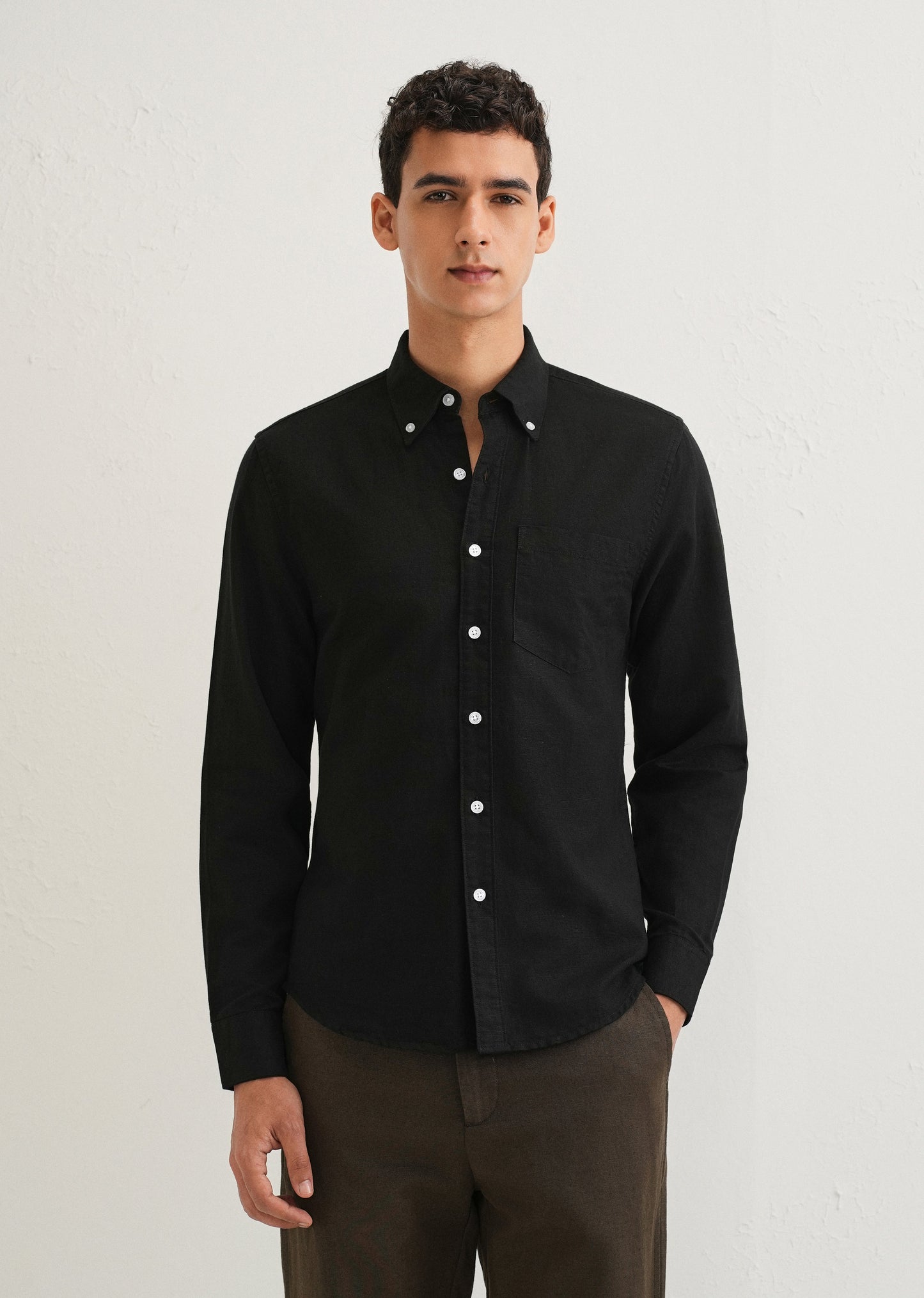Obsidian Black Cotton Linen Shirt
