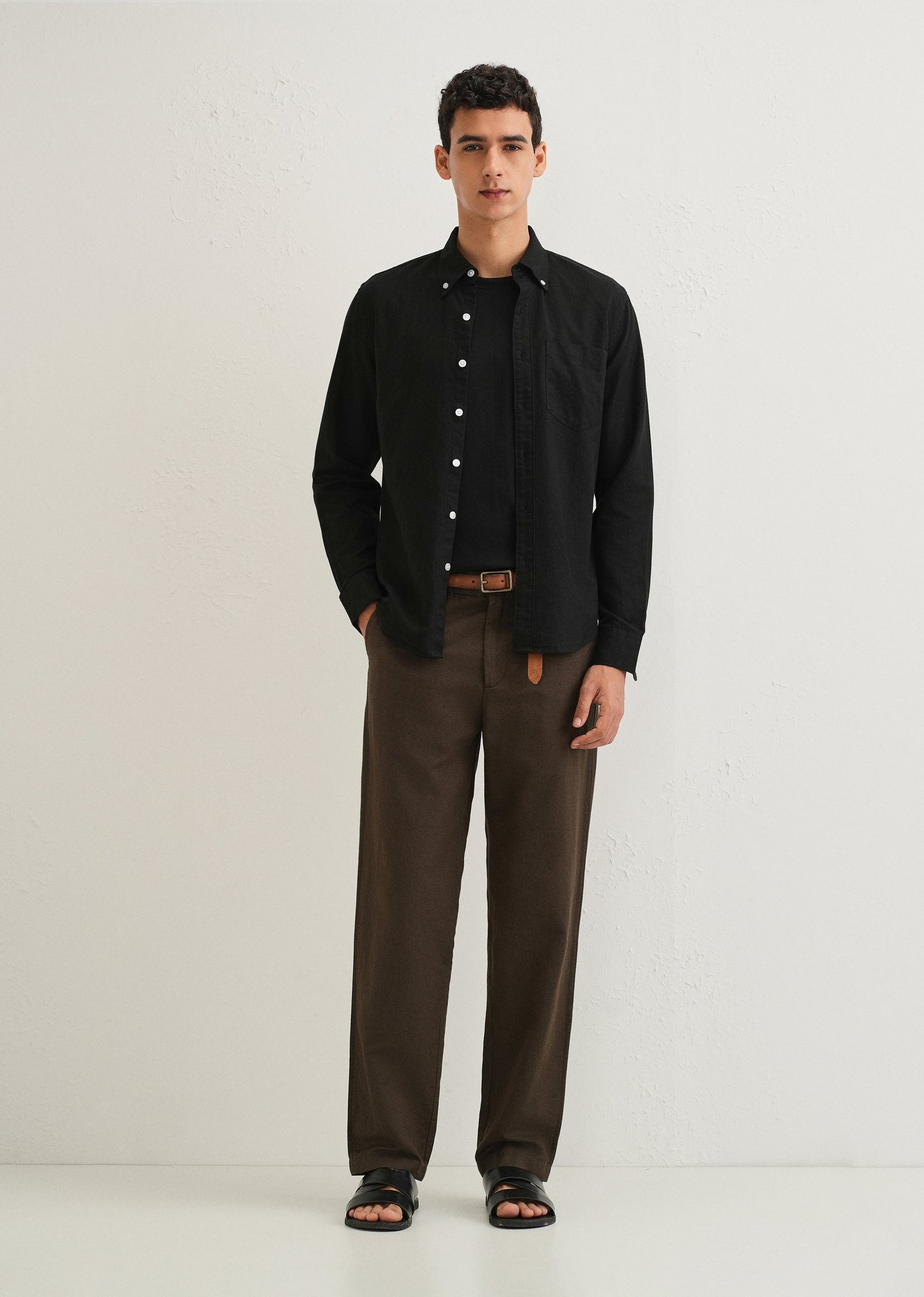 Obsidian Black Cotton Linen Shirt
