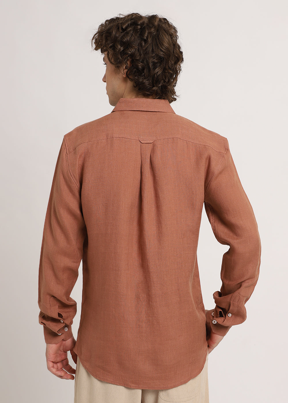 100% Pure Ochre Brown Linen Shirt