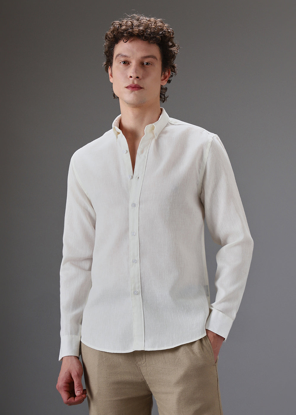 Off White Blended Linen shirt