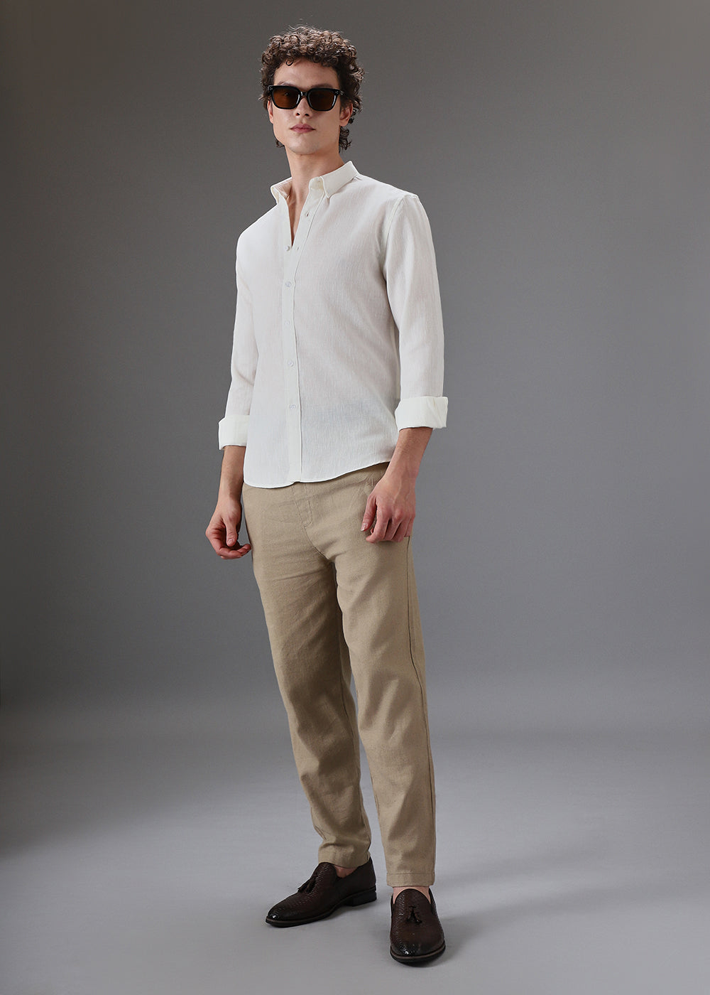 Off White Blended Linen shirt