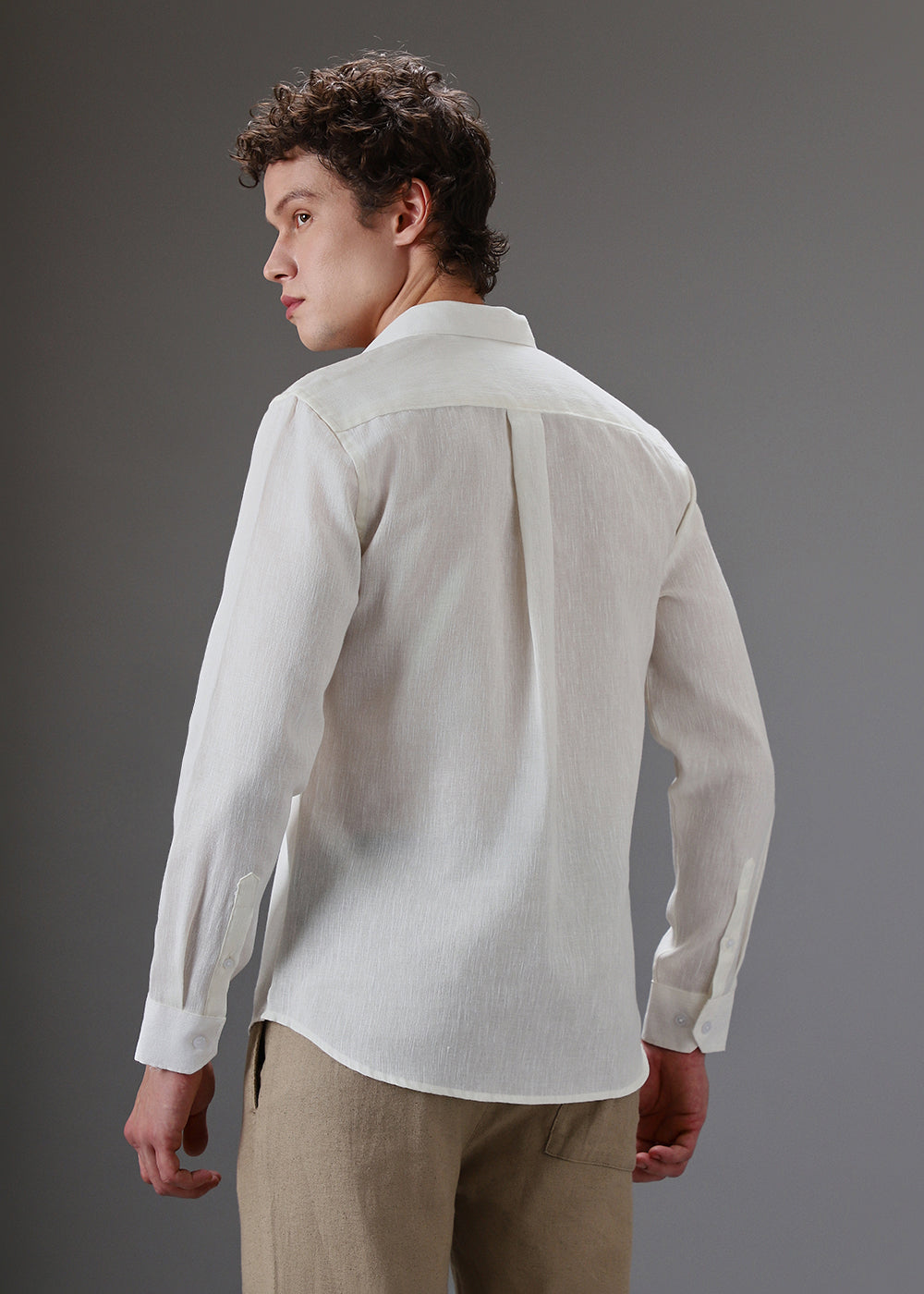 Off White Blended Linen shirt