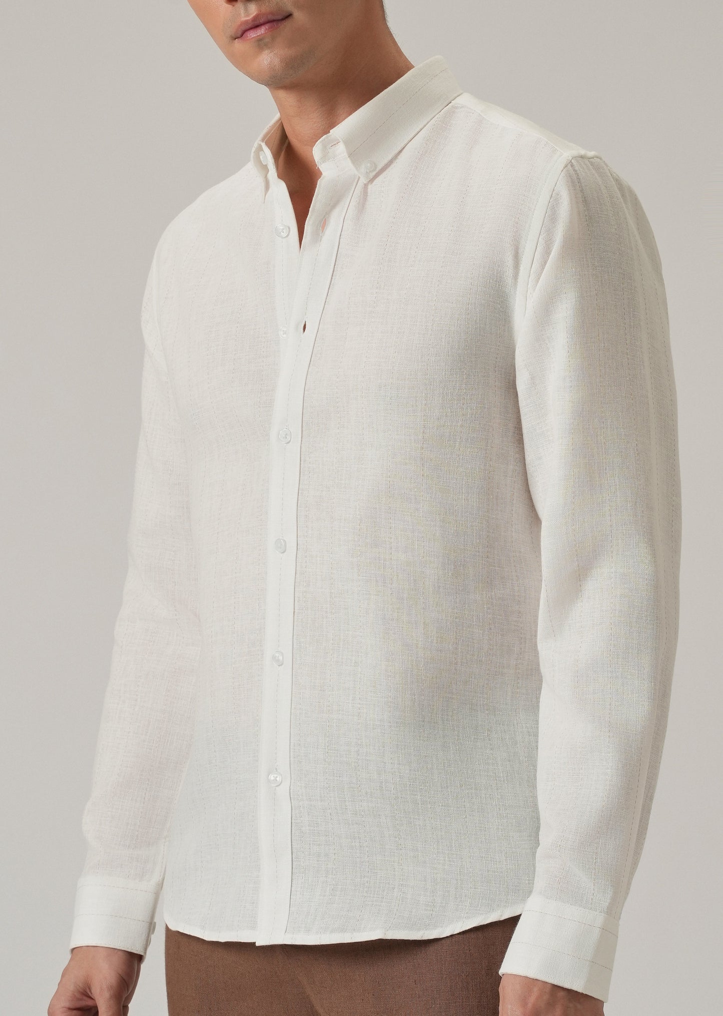 Off White Stripe Linen Shirt