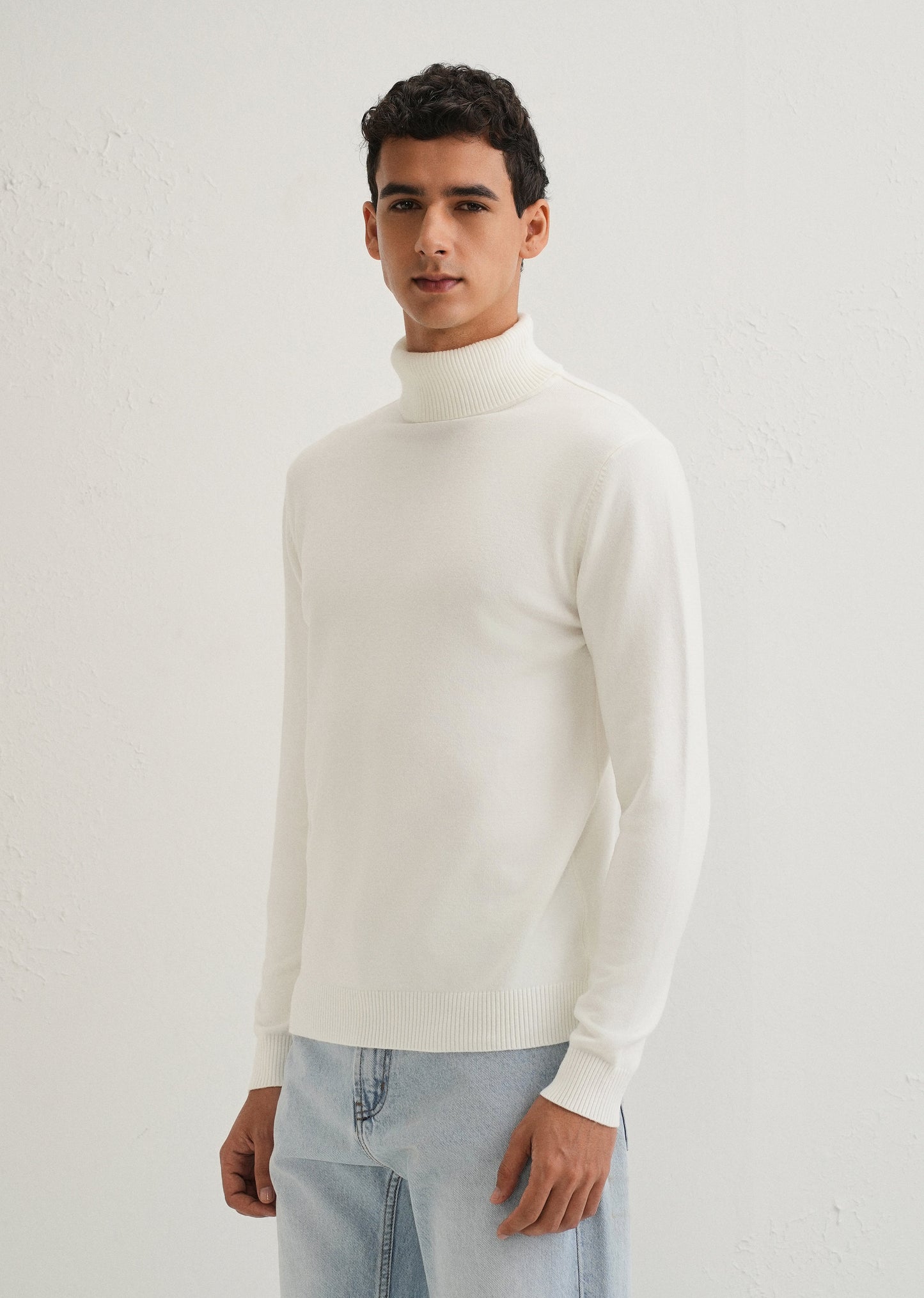 Off White Turtle-Neck Sweater