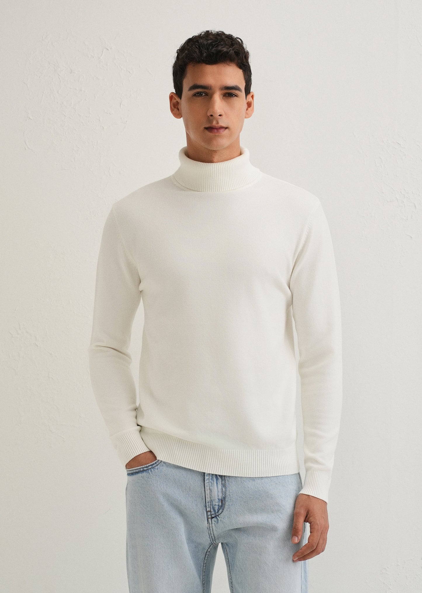 Off White Turtle-Neck Sweater