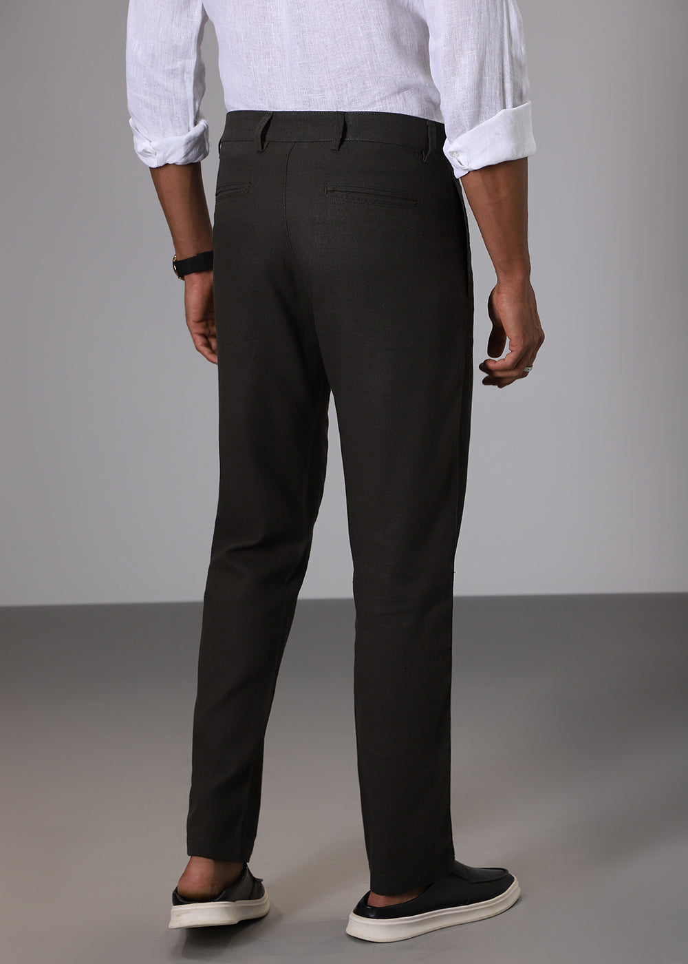 Olive Comfort Fit linen Pant